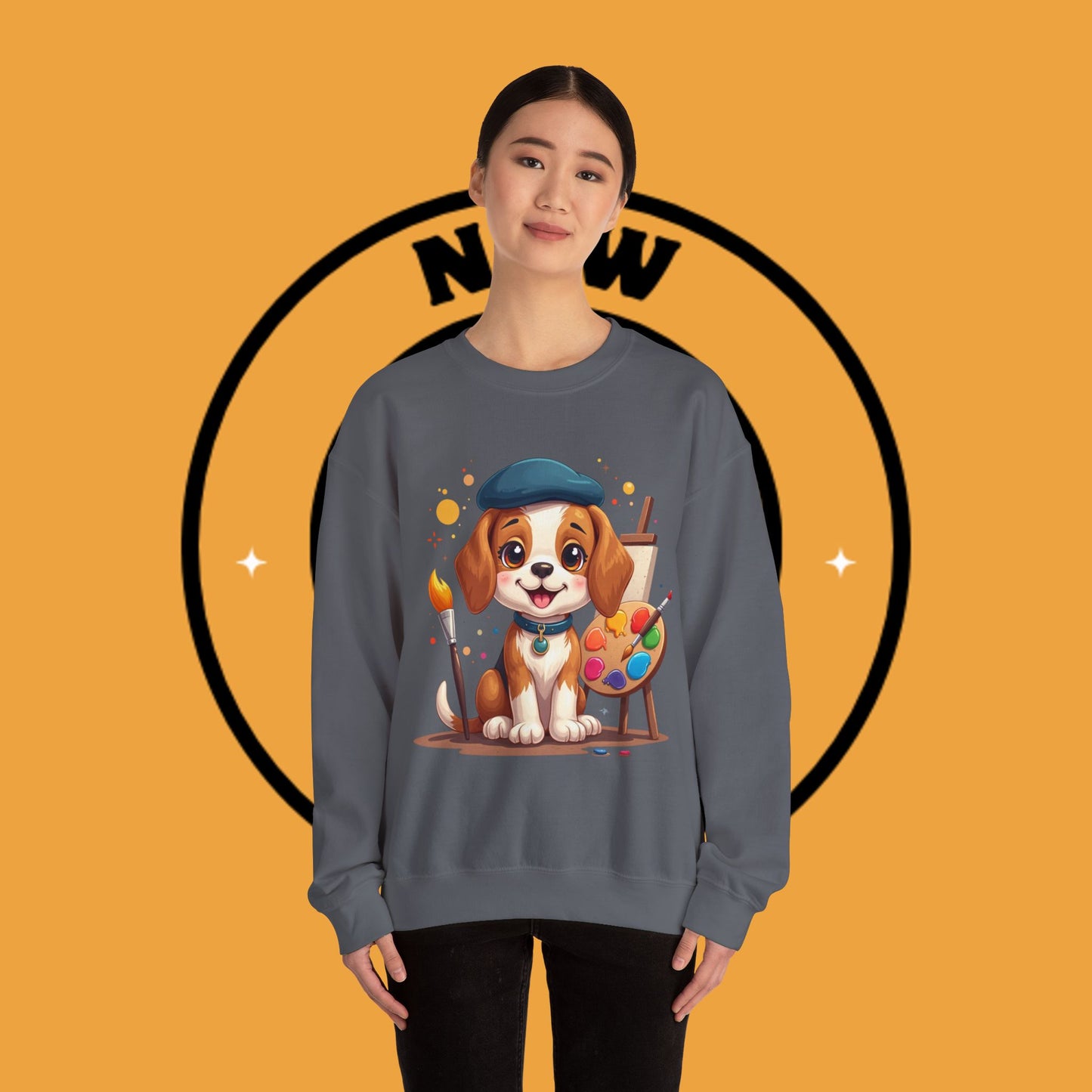 Dog Lover Crewneck Sweatshirt - Beagle Artista π¨ ARTIST BEAGLE SWEATSHIRT - UNLEASH YOUR CREATIVITY! π¨