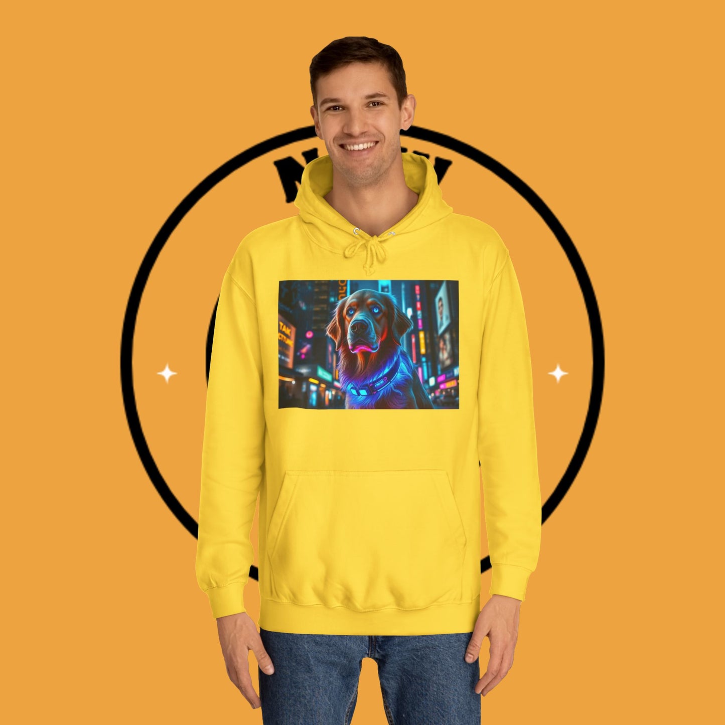 Neon City Lights – Futuristic Urban Dog Hoodie - Unisex Hoodies