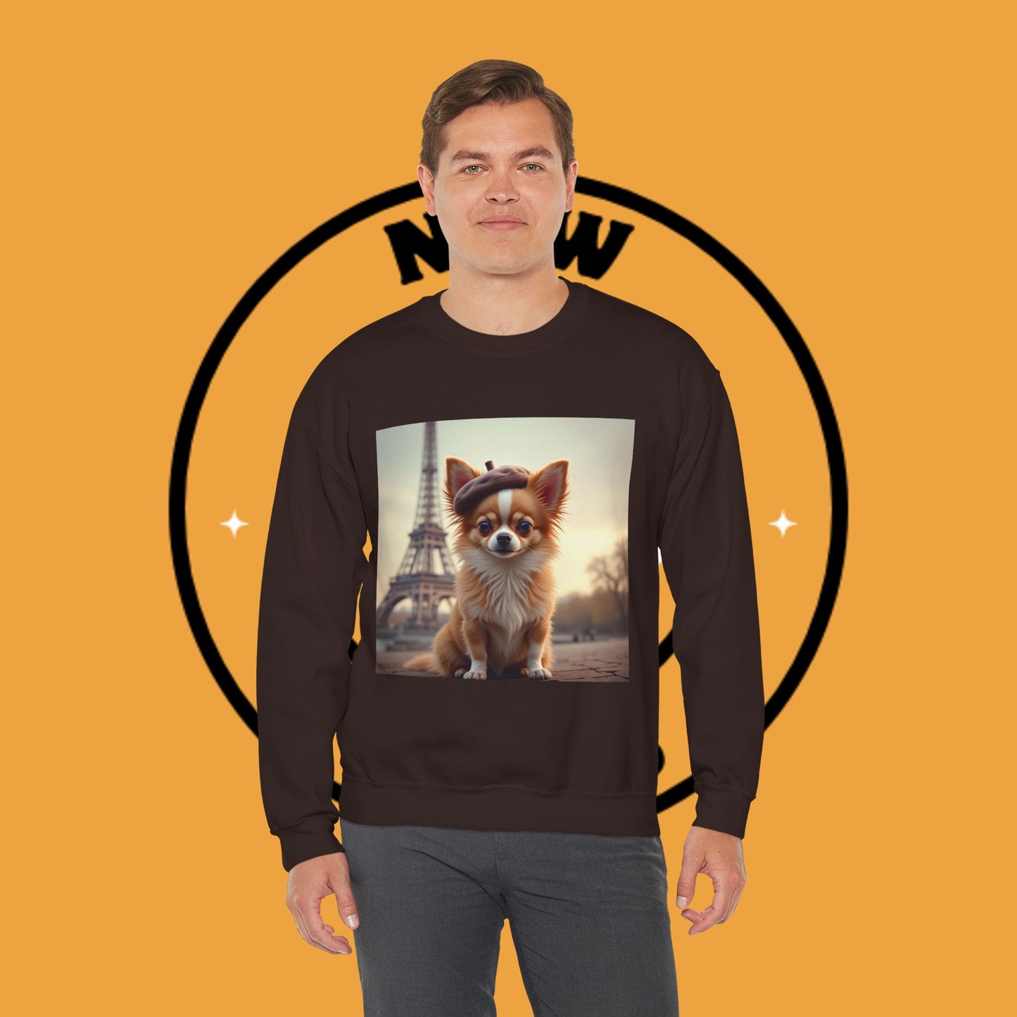 Parisian Chihuahua Beret Sweatshirt | French Dog Eiffel Tower Design | Travel Lover Gift