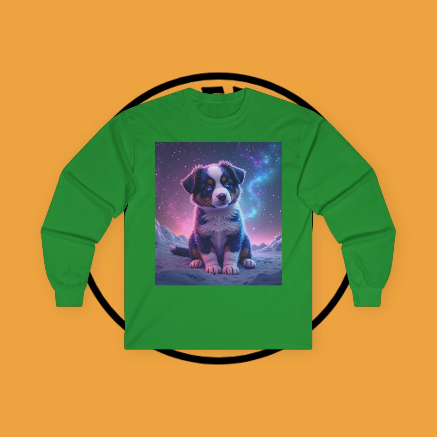 Galaxy Border Collie Puppy Long Sleeve Tee - Cosmic Dog Art Shirt | Space Pet Apparel