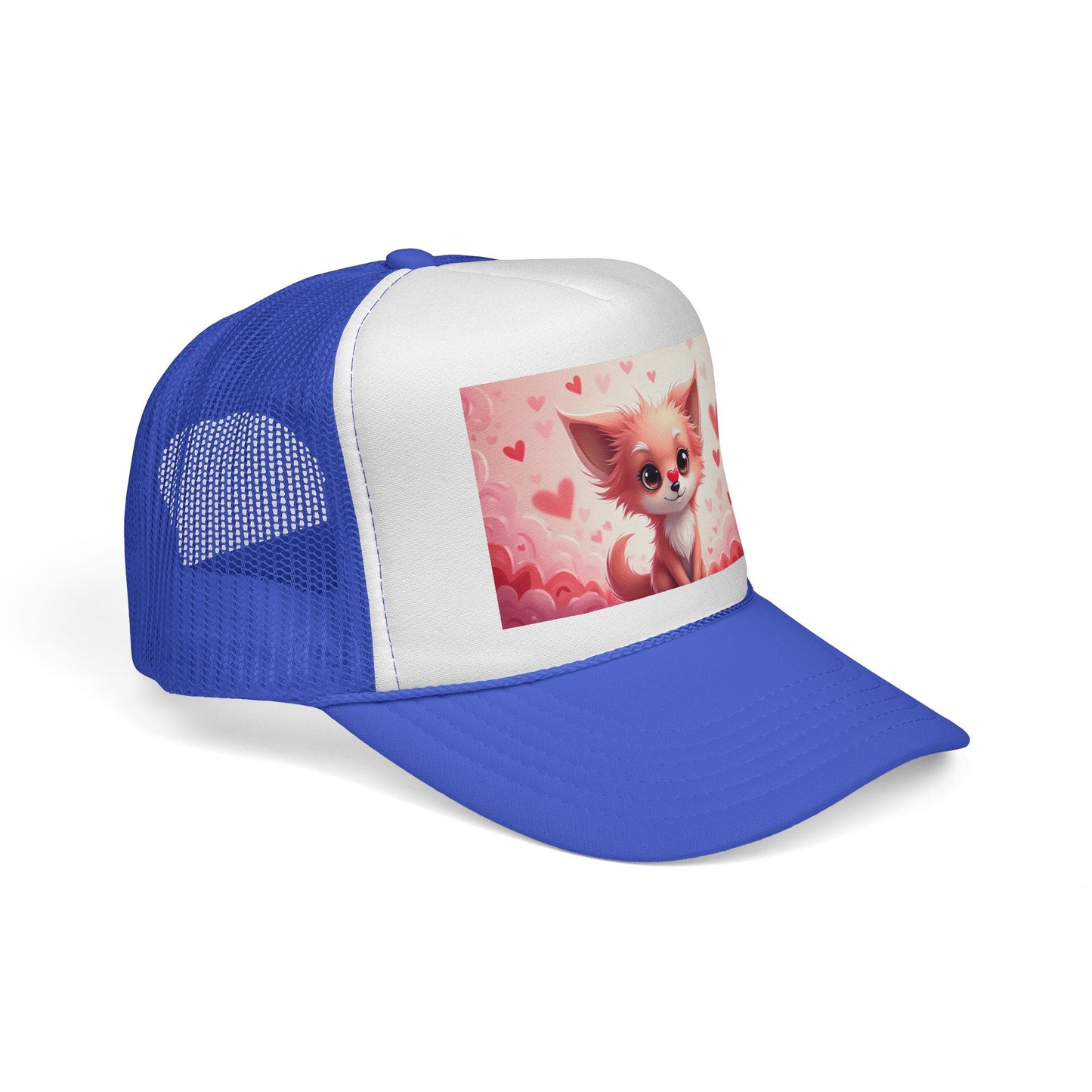 Kawaii Pink Chihuahua Trucker Hat - Cute Heart Design Mesh Cap | Valentine's Day Dog Lover Gift