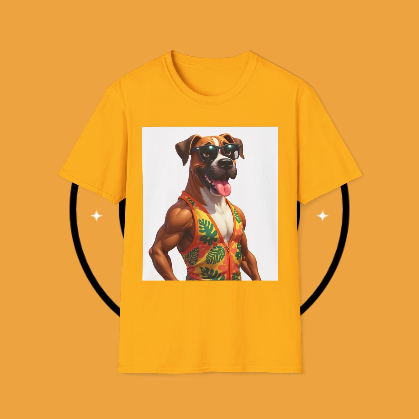 "Buff Beach Boxer" Summer Vacation T-Shirt / Buff Boxer Dog T-Shirt - Funny Muscular Beach Dog Tee