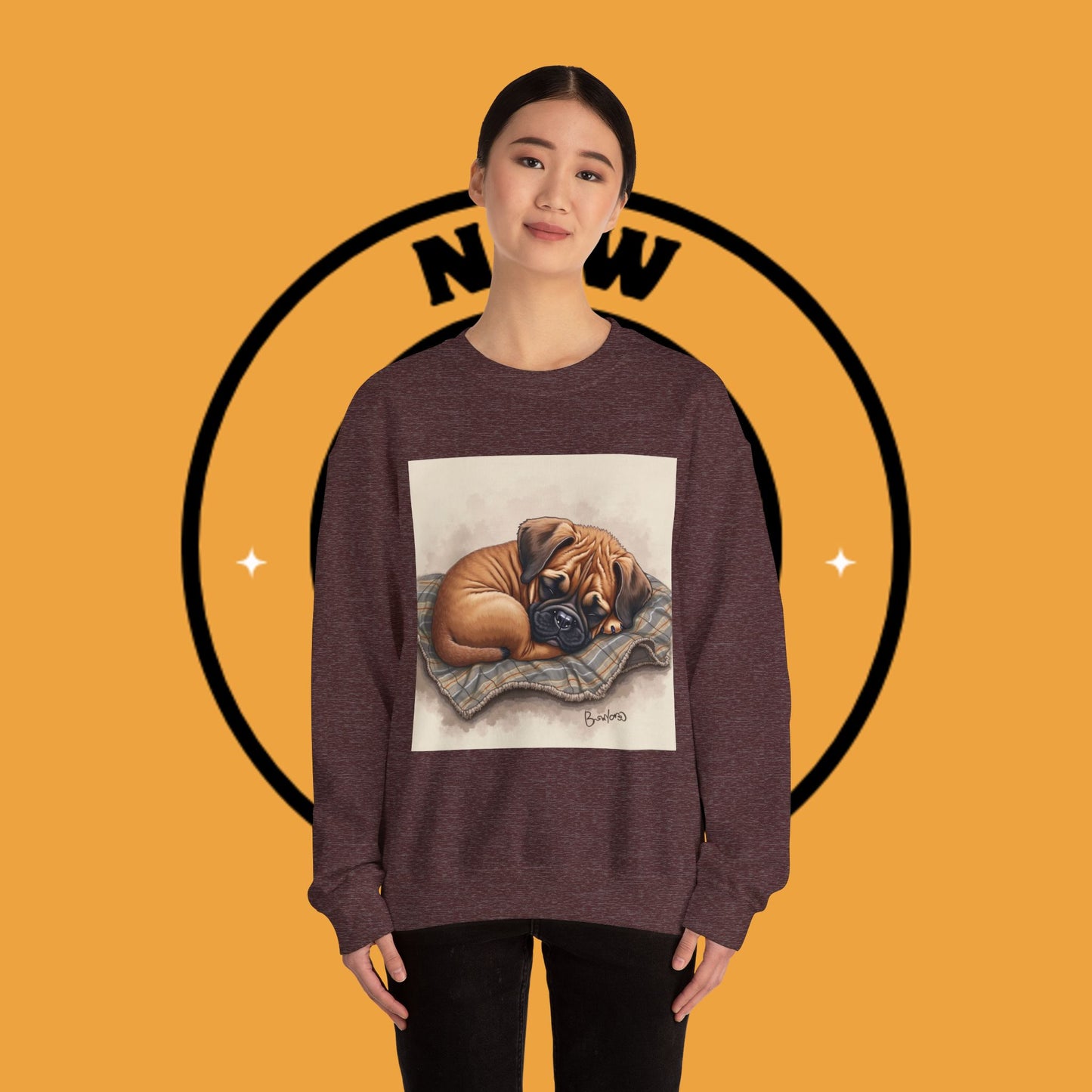 Sleeping Boxer Puppy Crewneck Sweatshirt - Cozy Dog Art Design - Comfort Wear for Pet Lovers