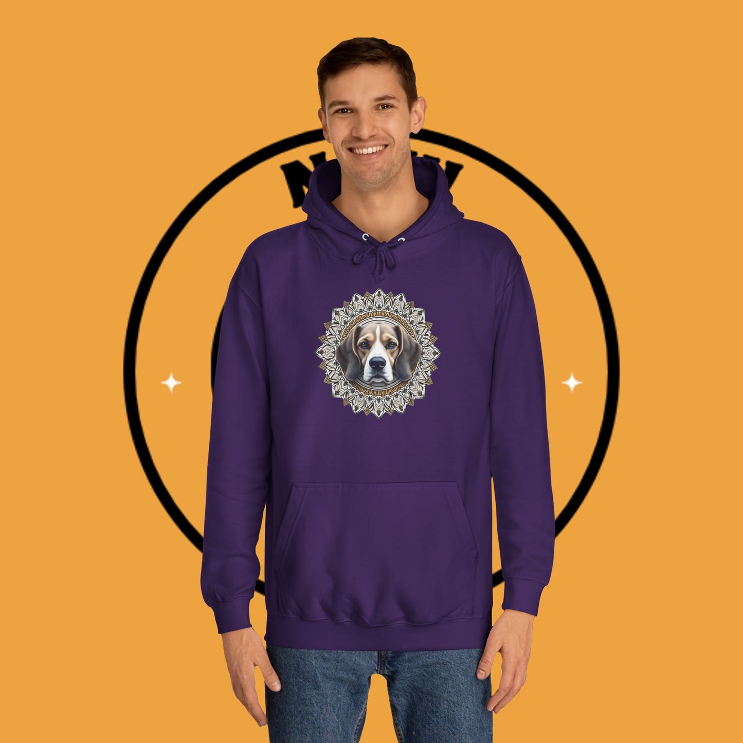 🕉️ Sacred Beagle Mandala Hoodie - Where Spirituality Meets Canine Love! ✨Royal Beagle Mandala Hoodie 🐾✨- Unisex Hoodie