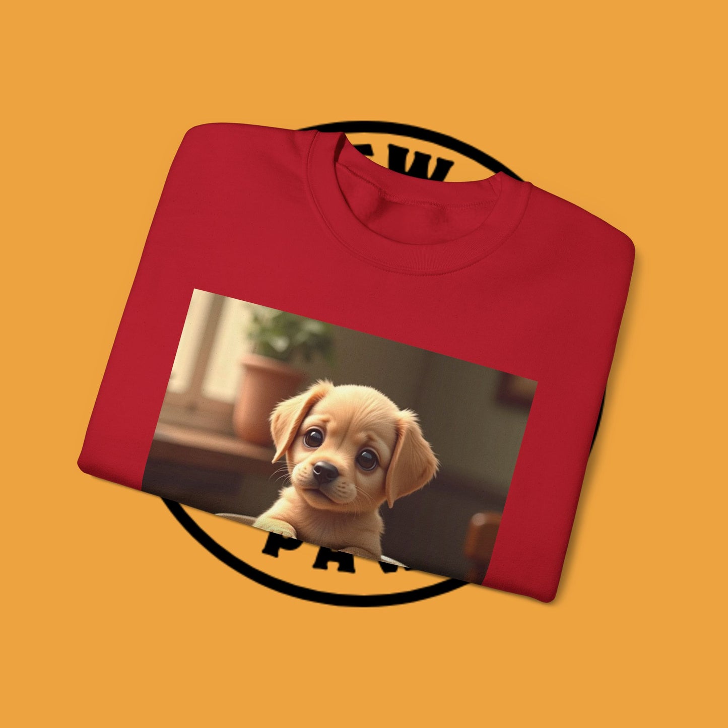 Unisex Dog Lover Crewneck Sweatshirt - Teacup Puppy: Adorable Yellow Lab in Coffee Cup