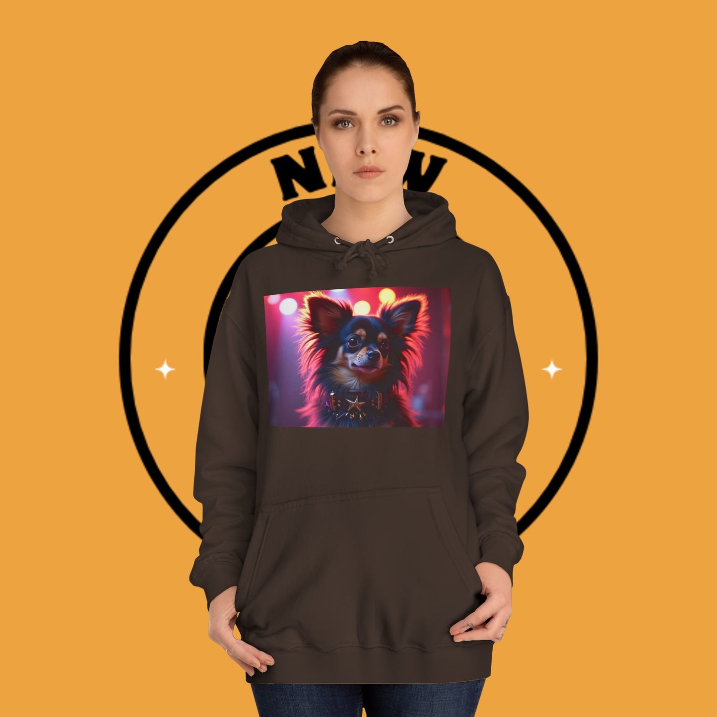 Glamorous Long-Haired Chihuahua Hoodie - Luxury Dog Portrait Pullover
