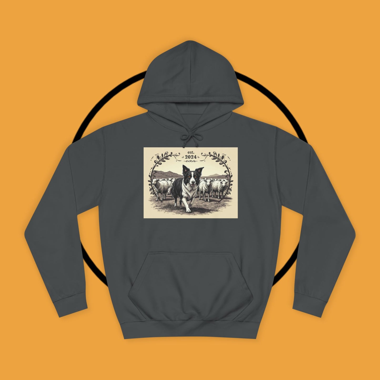 "Border Collie Sheep Herding Hoodie - Vintage Farm Life Est. 2024 Sweatshirt | Premium Pastoral Dog Design"