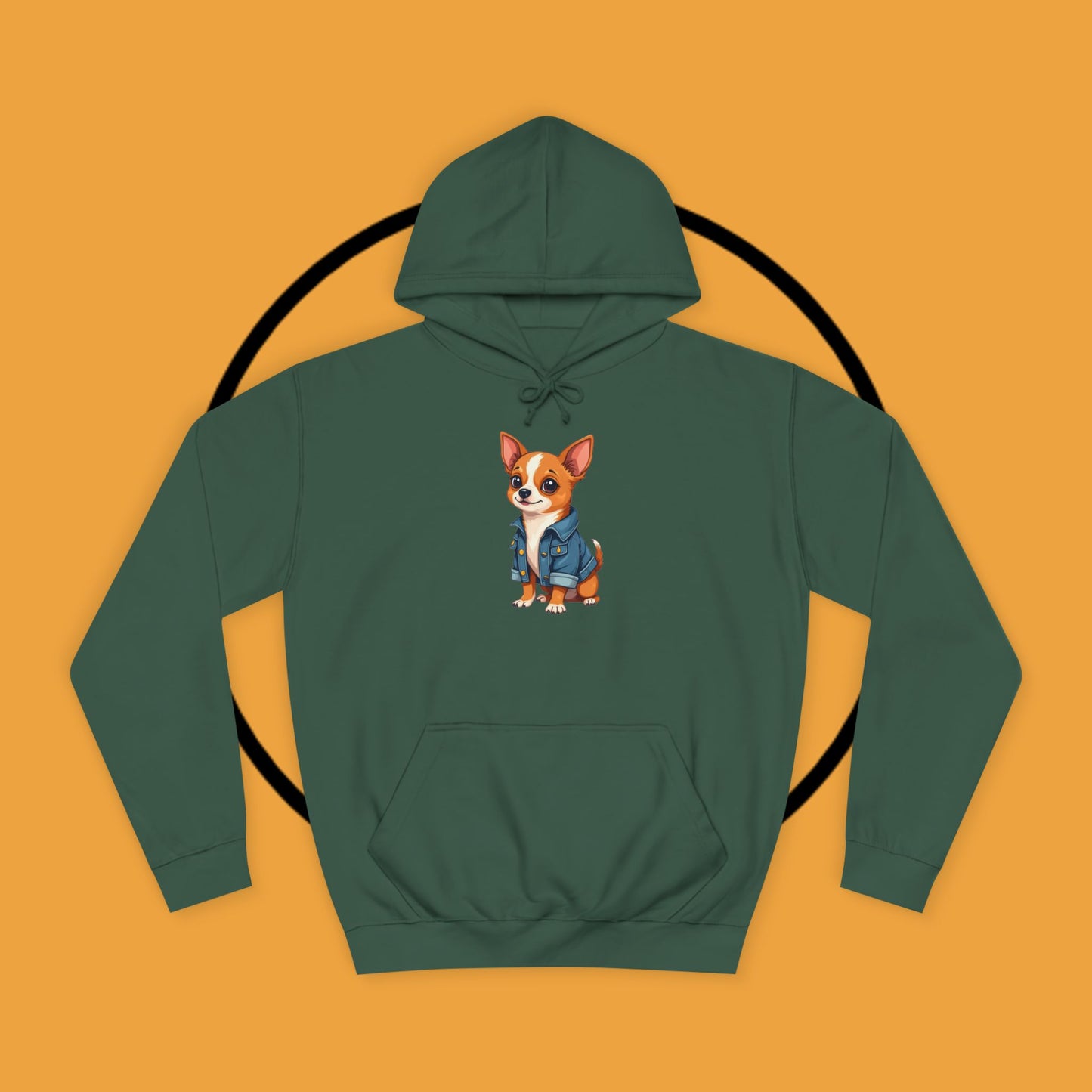 "Adorable Chihuahua in Denim Jacket Hoodie | Cute Dog Lover Gift | Premium Pet Fashion Streetwear"