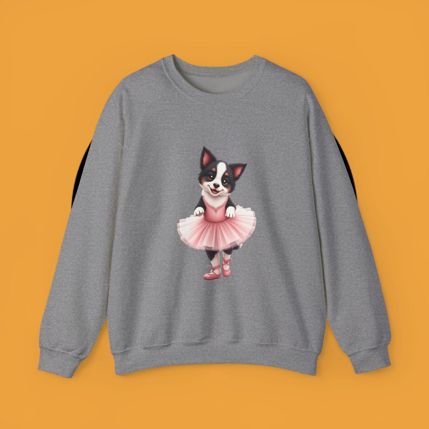 Cute Ballet Dog Crewneck Sweatshirt - Dancing Puppy in Pink Tutu Design | Kawaii Animal Lover Gift