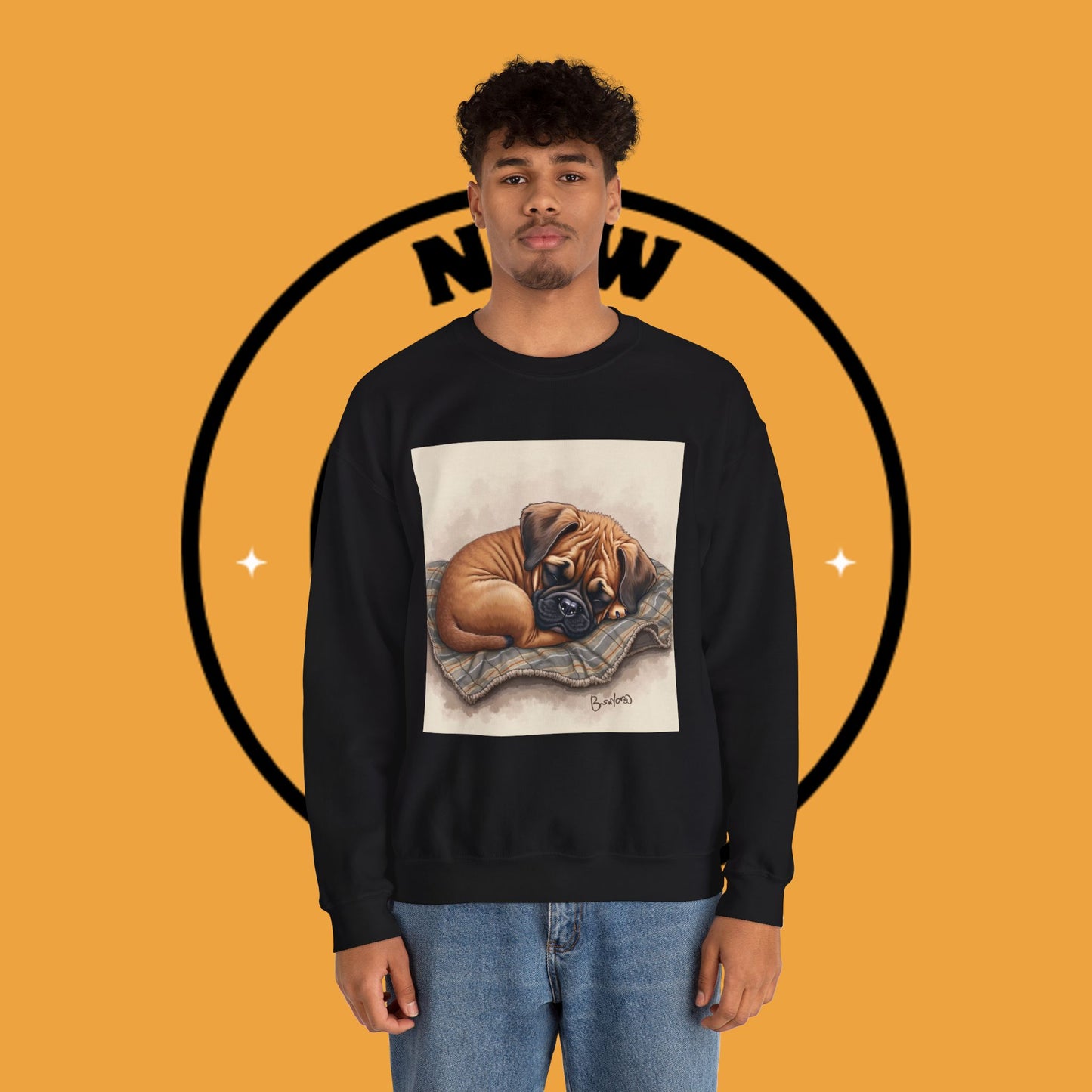 Sleeping Boxer Puppy Crewneck Sweatshirt - Cozy Dog Art Design - Comfort Wear for Pet Lovers