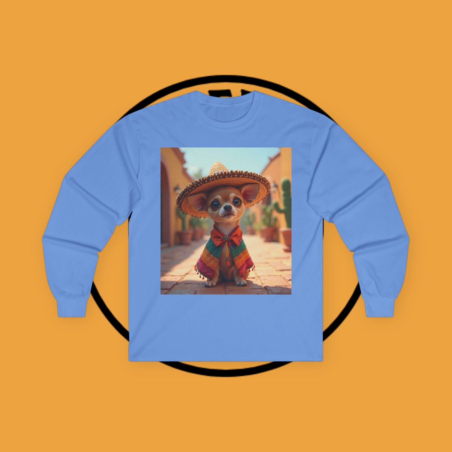 Mariachi Chihuahua Long Sleeve Tee - Authentic Mexican Fiesta Design