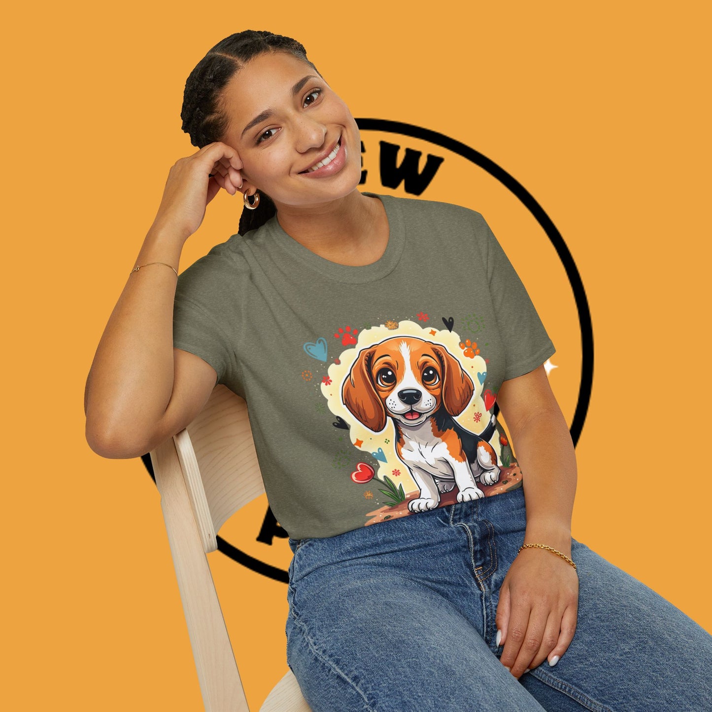 Adorable Beagle Puppy with Hearts & Paws T-Shirt - Cute Dog Love Design Graphic Tee