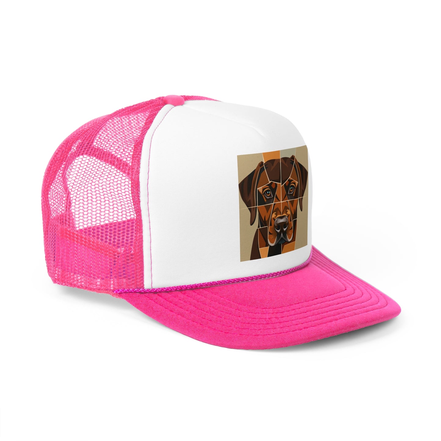 Geometric Dog Trucker Cap - Modern Low Poly Art Design - Unisex Minimalist Cap