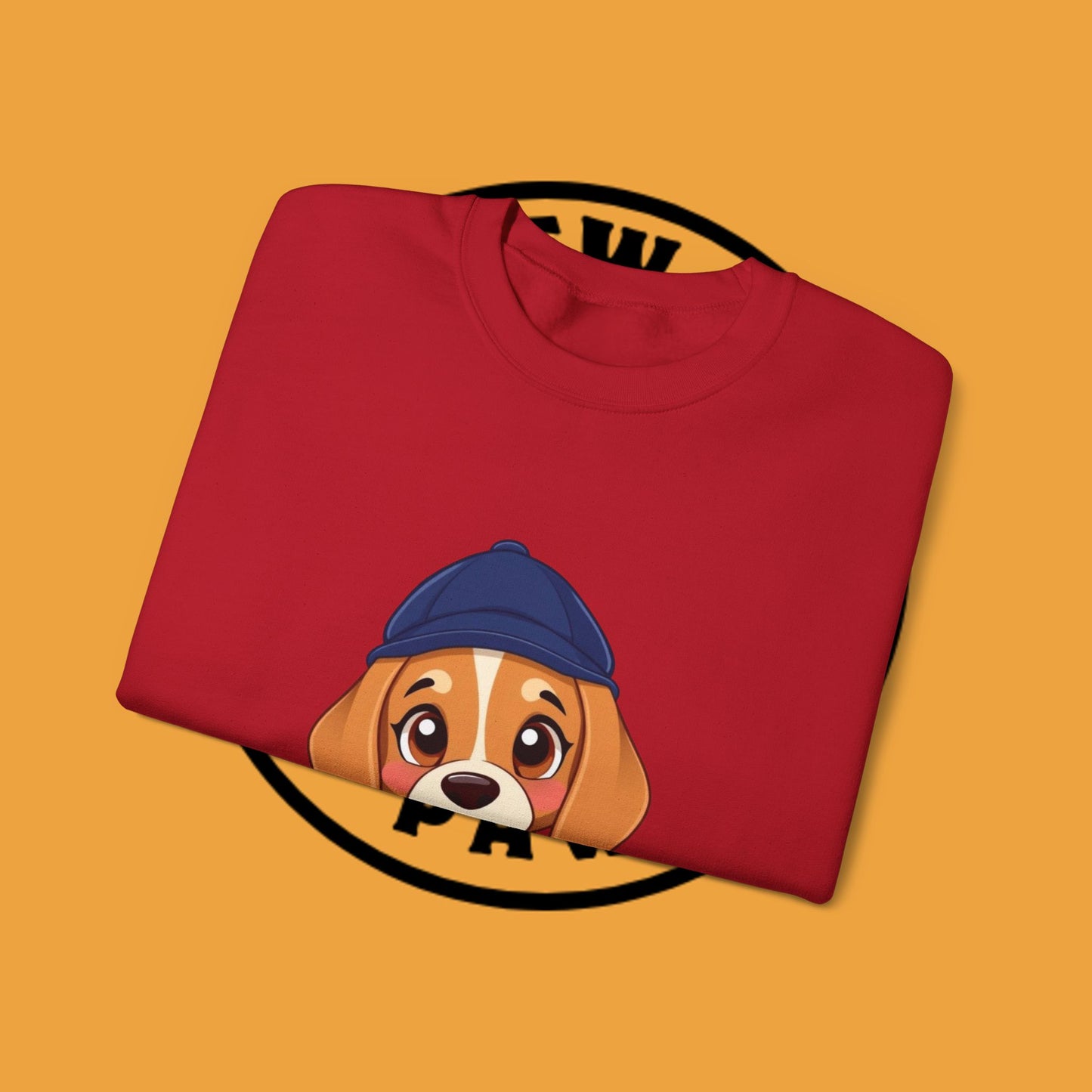 Beagle Puppy Crewneck Sweatshirt with Hat - Adorable Kawaii Dog Design