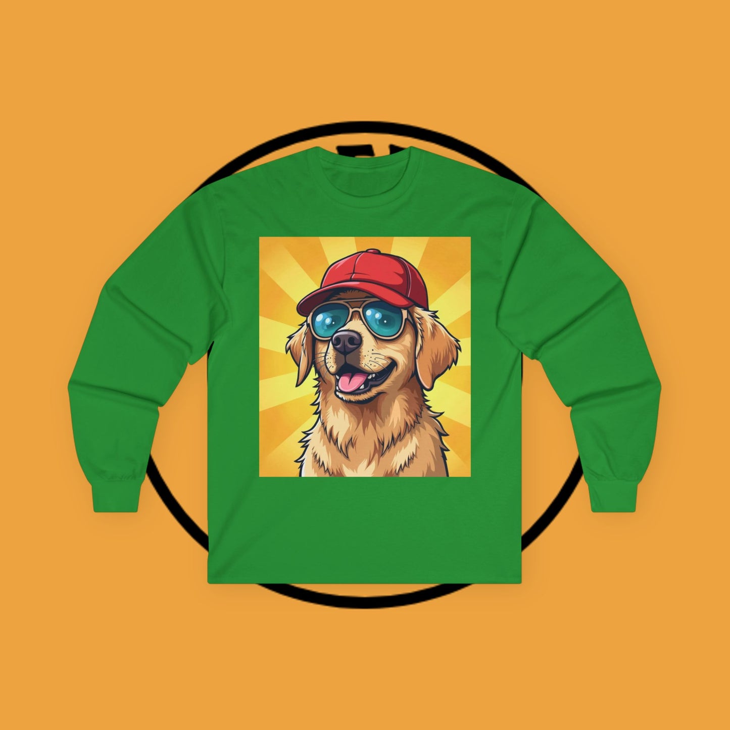 Cool Dog with Cap and Glasses - Golden Retriever Swag Urban Style - Funny Design for Casual Look - Long Sleeve T-Shirt for Sun Lovers ππΎ