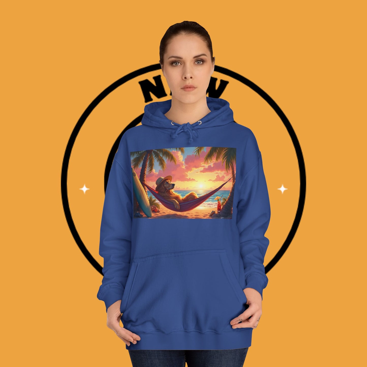 Beachside Bliss Golden Retriever Hammock Hoodie - Unisex Hoodies