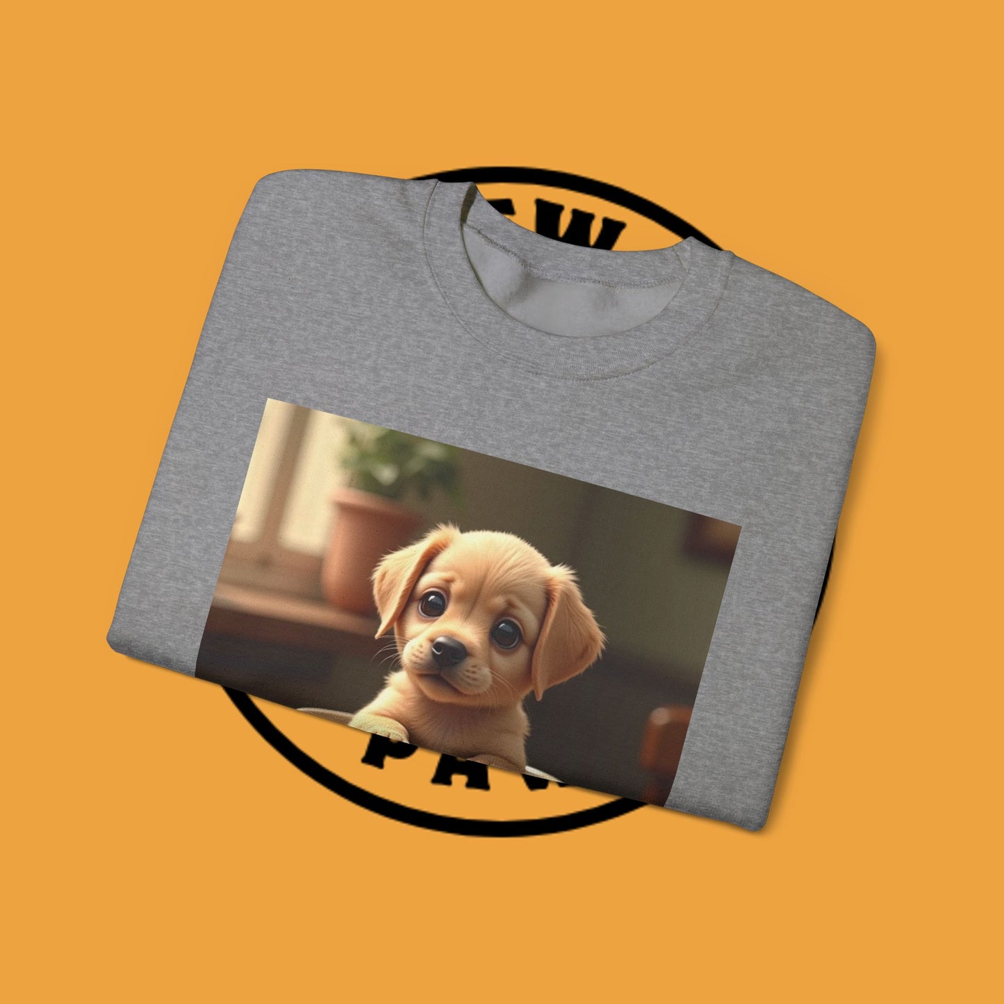 Unisex Dog Lover Crewneck Sweatshirt - Teacup Puppy: Adorable Yellow Lab in Coffee Cup