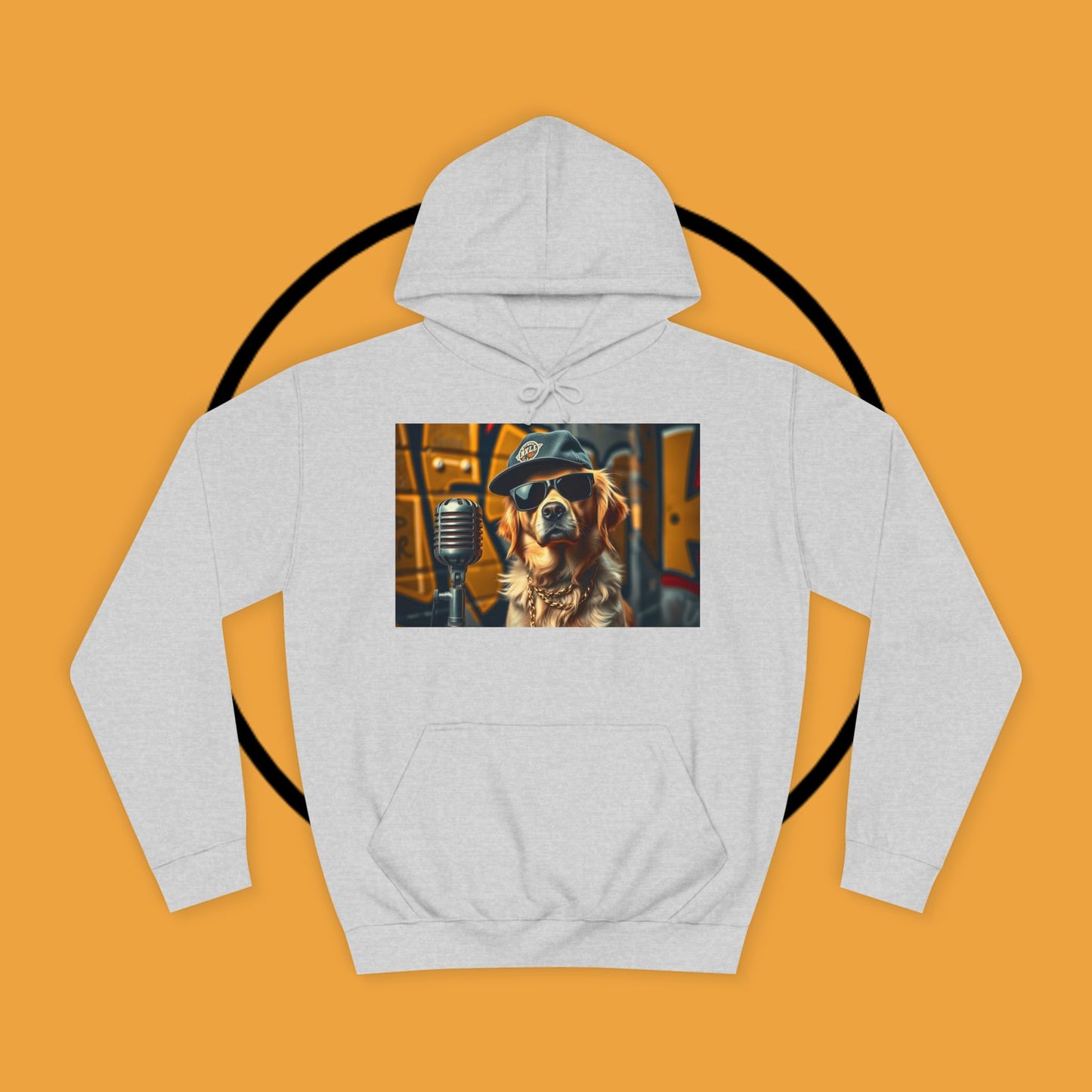Hip Hop Hound - Cool Dog Rapper with Microphone - Rapper Dog Hoodie: Street Style Icon with Retro Vibes - Unisex Hoodie