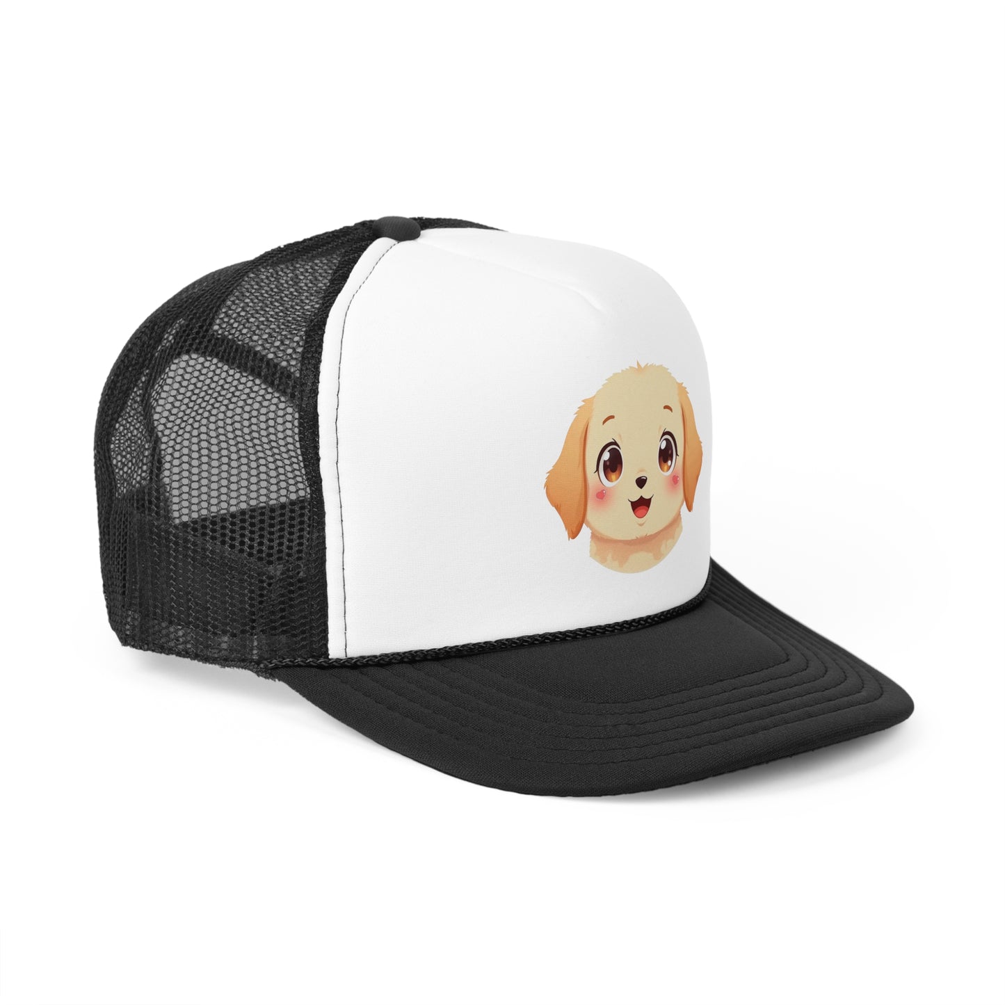 Kawaii Golden Puppy Trucker Cap - Super Cute Chibi Anime Design - Unisex Cute Cap