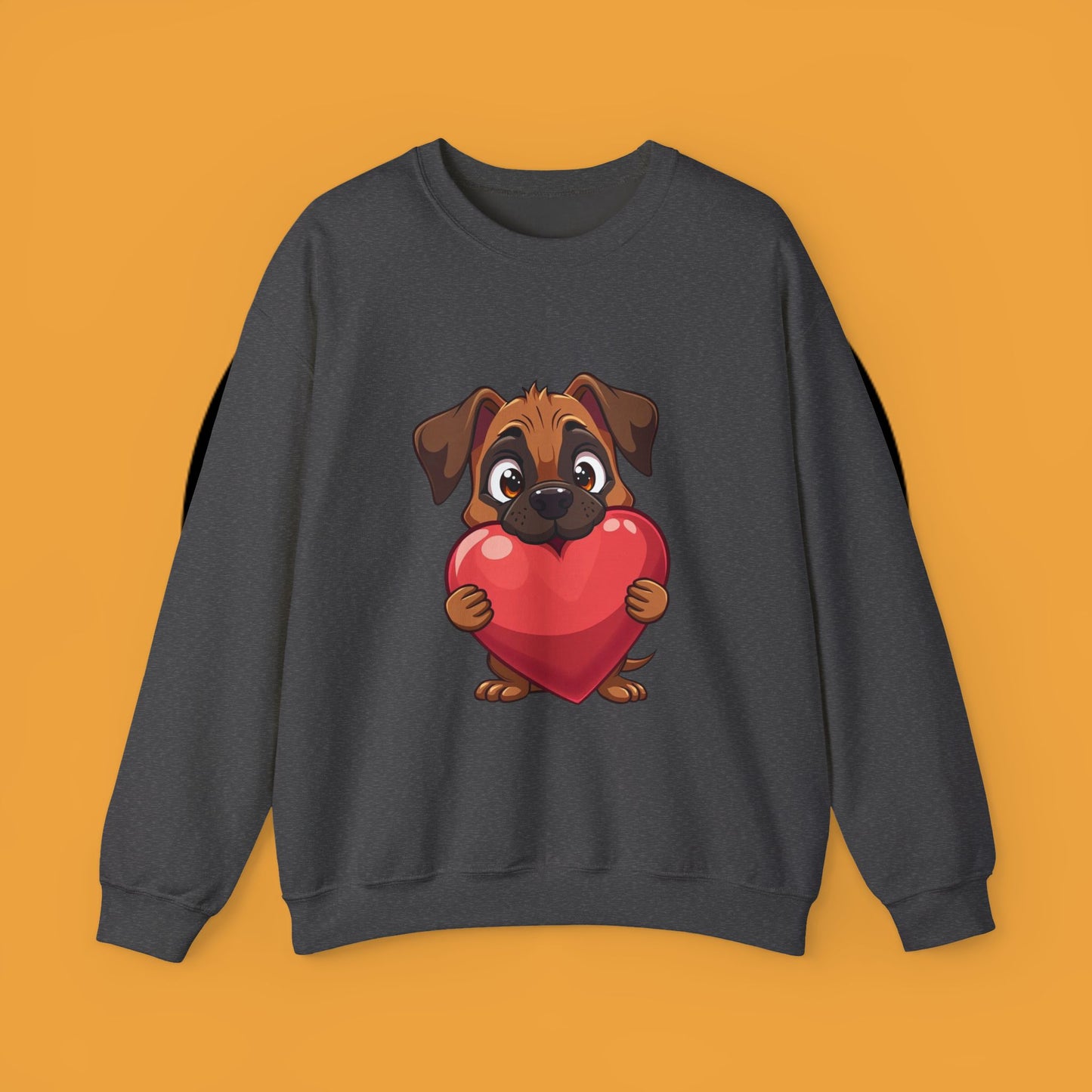 Adorable Puppy Love Heart Crewneck Sweatshirt - Perfect Gift for Dog Lovers