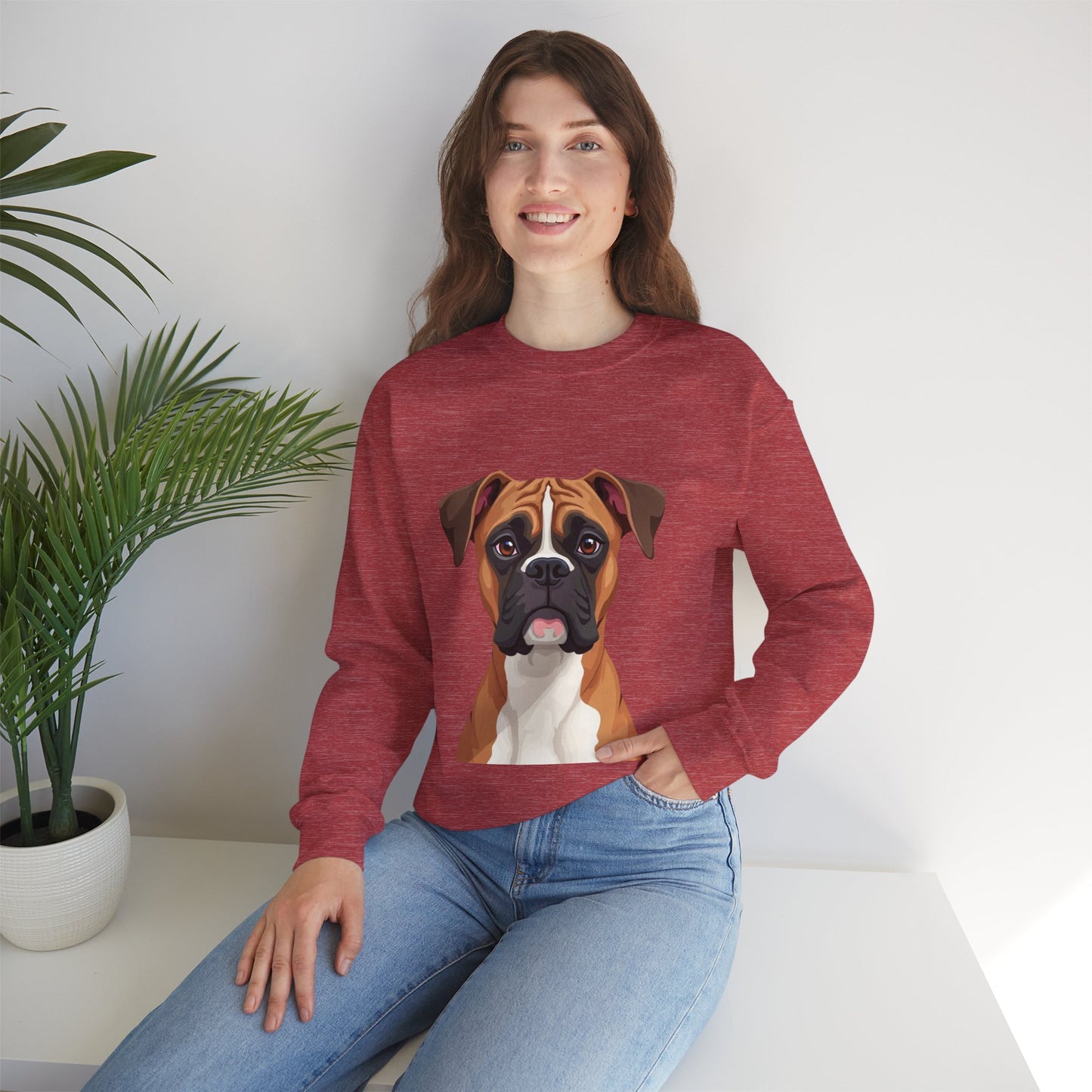 Classic Boxer Dog Portrait Crewneck Sweatshirt | Elegant Dog Lover Gift | Minimalist Boxer Art