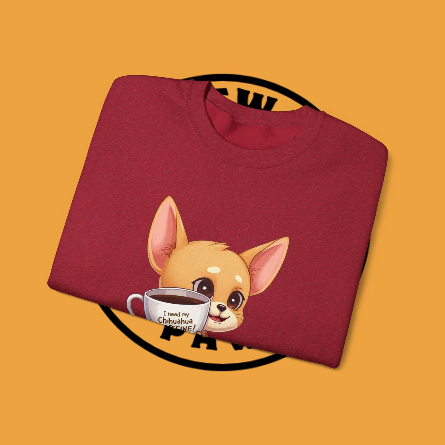 Coffee Chihuahua Sweatshirt - "I Need My Chihuahua Caffeine" Funny Dog Coffee Lover Gift