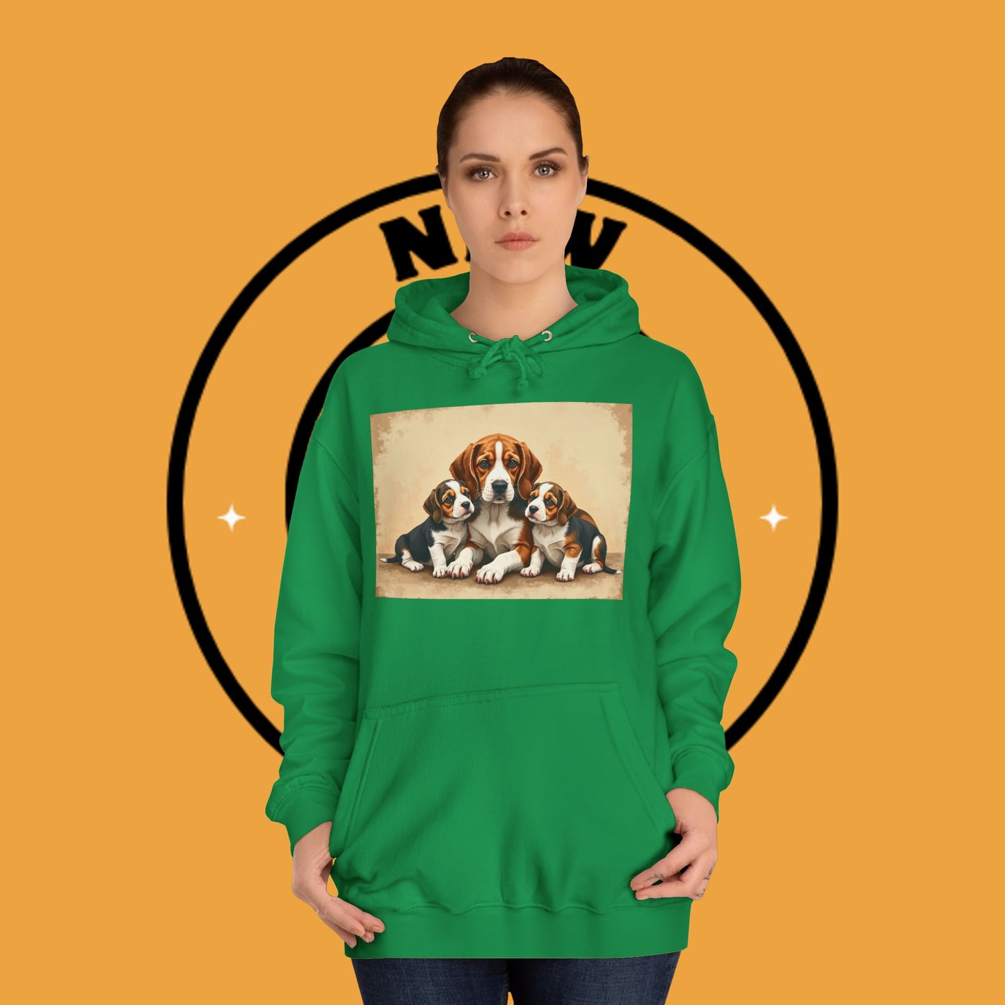 π¨βπ©βπ§βπ¦ Beagle Family Portrait Hoodie - Love Multiplied by Three! πΎ - Unisex Hoodie