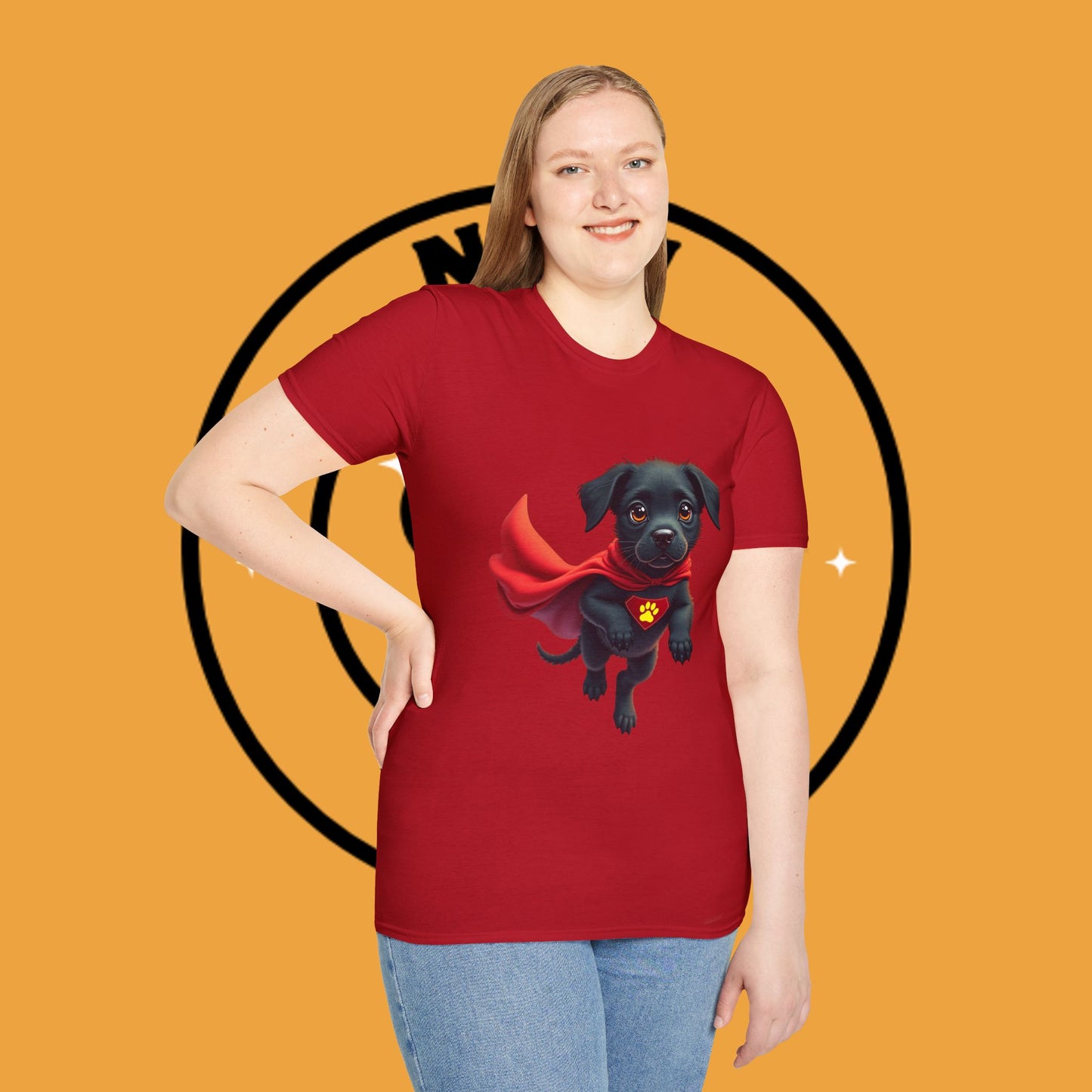 Superhero Retriever Puppy - Dog - Unisex T-Shirt Design Tiny Hero 🦸♂️ | Adorable Black Puppy Superhero T-Shirt for Canine Crusaders
