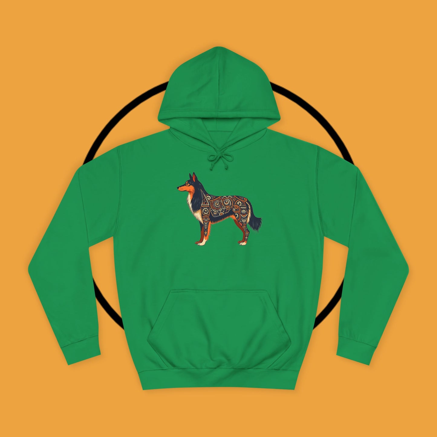 "Tribal Border Collie Mandala Hoodie - Sacred Geometry Dog Art Sweatshirt | Spiritual Celtic Design"