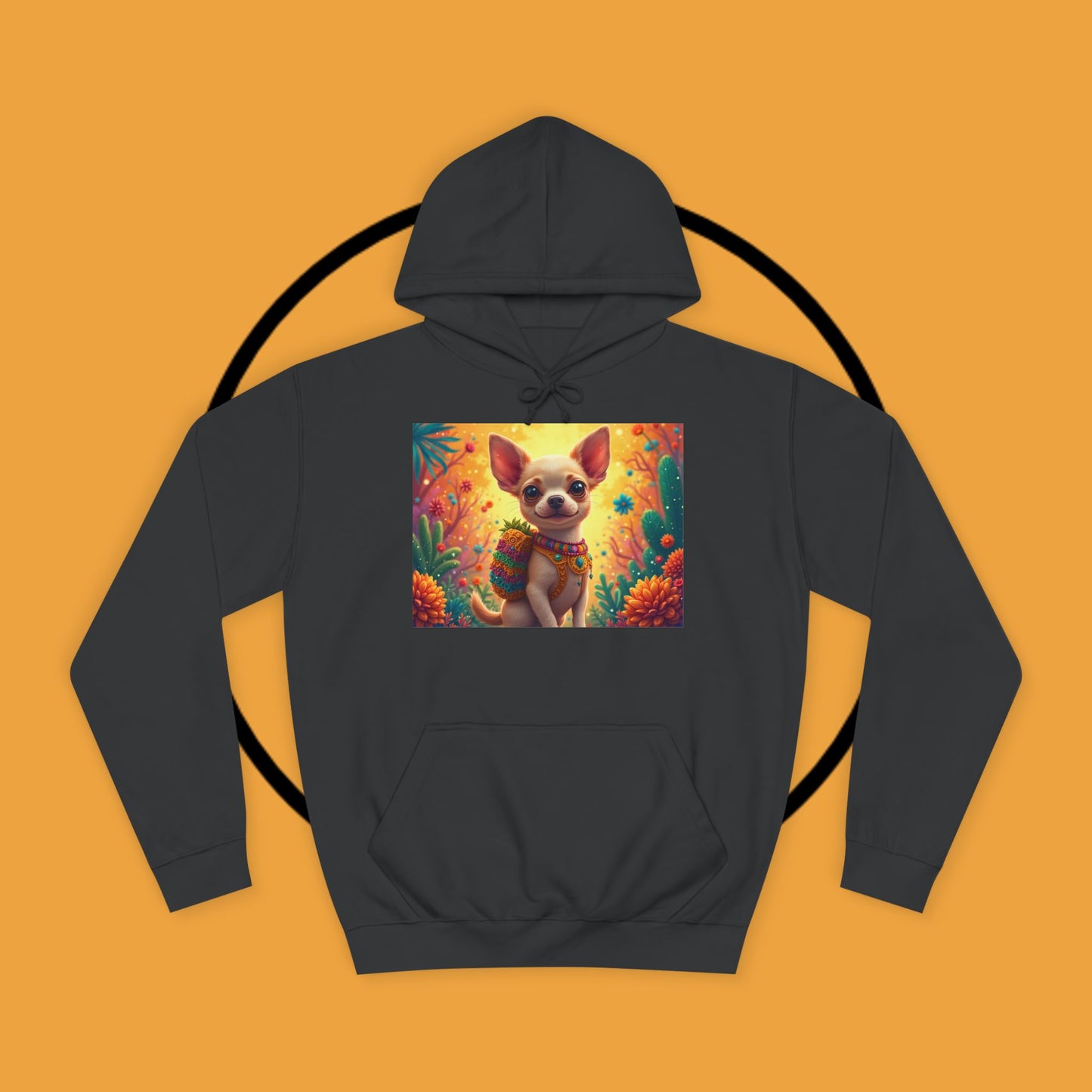 "Mexican Fiesta Chihuahua Hoodie | Day of Dead Dog Art | Colorful Desert Cactus Design | Cinco de Mayo Gift"