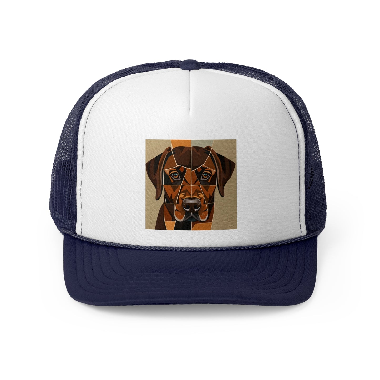 Geometric Dog Trucker Cap - Modern Low Poly Art Design - Unisex Minimalist Cap