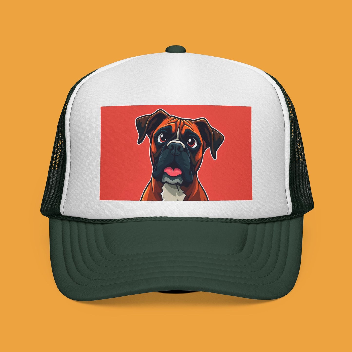 Boxer Dog Trucker Hat - Vintage Pet Portrait Cap | Adjustable Snapback Mesh Hat for Dog Lovers | Premium Quality Animal Art Headwear