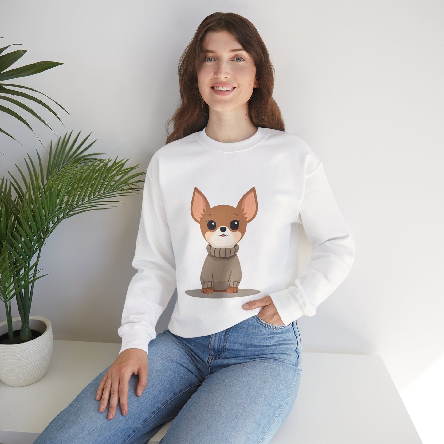 Cute Chihuahua Kawaii Sweatshirt | Cozy Dog in Sweater Design | Adorable Pet Lover Gift