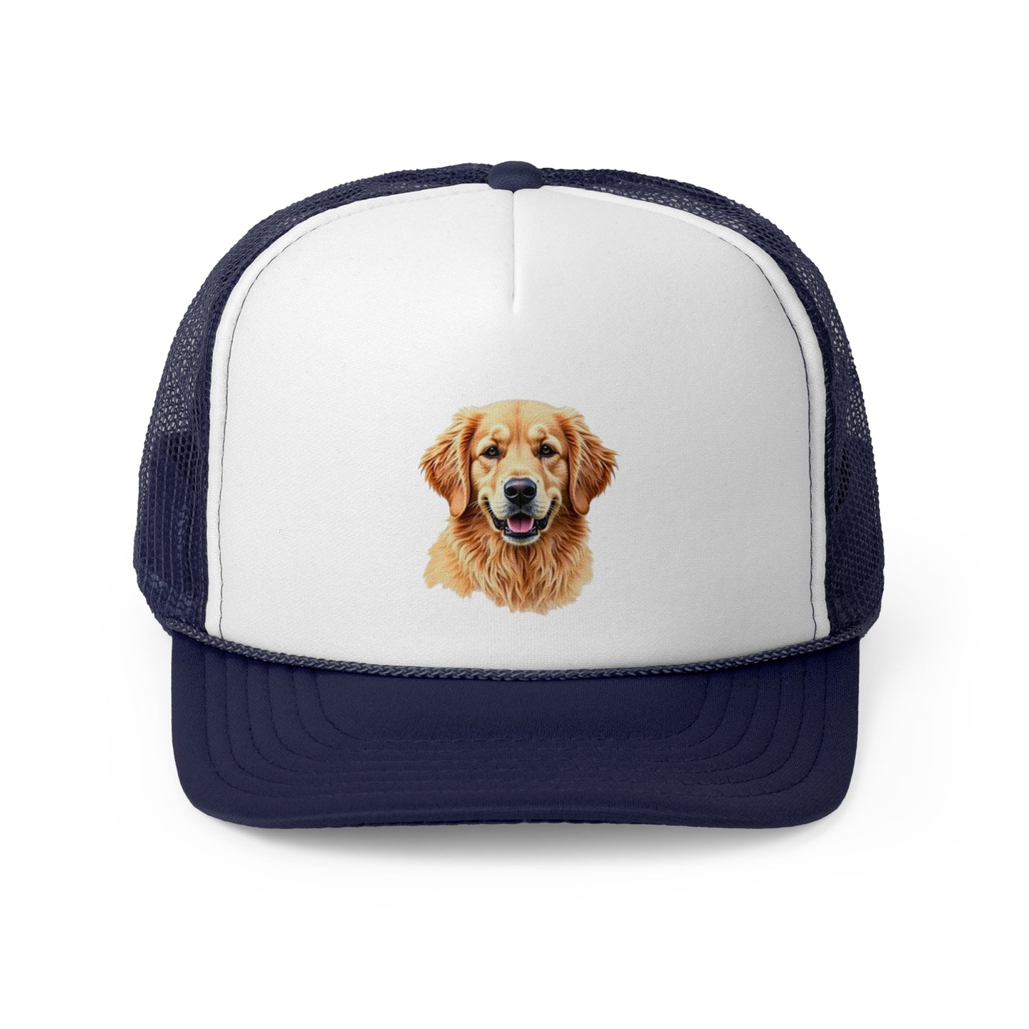 Golden Retriever Portrait Trucker Hat - Happy Dog Watercolor Art Style Cap - Perfect for Pet Lovers