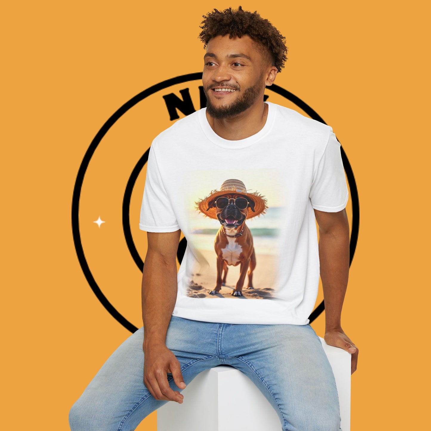 "Vacation Boxer Beach Vibes" Premium Summer T-Shirt / Beach Boxer Dog T-Shirt - Vacation Vibes Summer Pup Tee