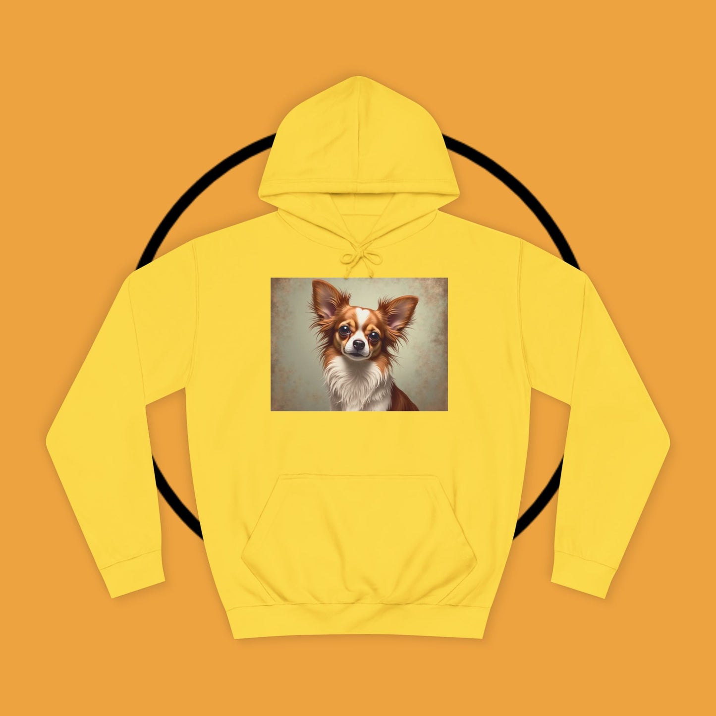 "Long Haired Chihuahua Portrait Hoodie | Elegant Pet Art | Classic Dog Painting Style | Beautiful Chihuahua Gift"