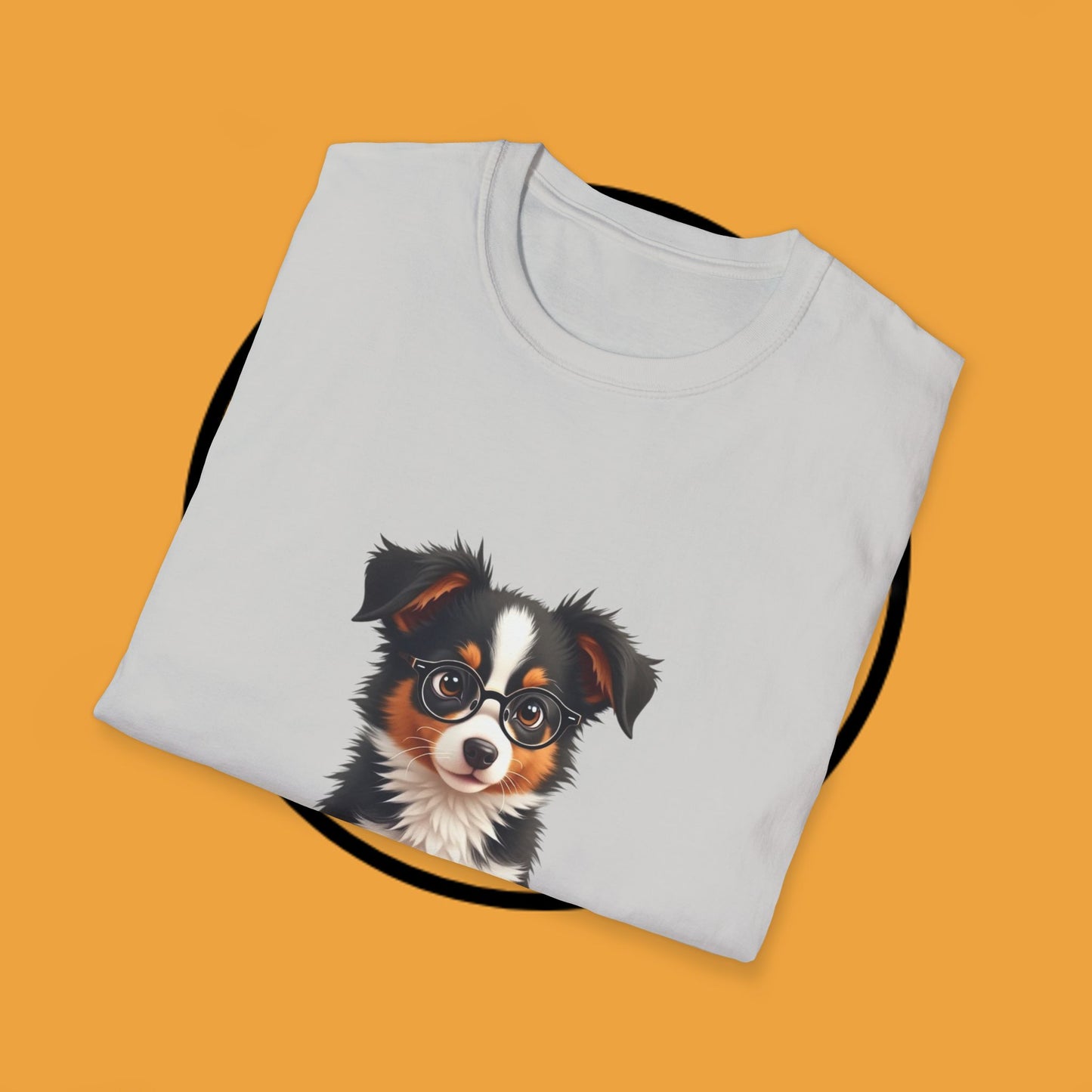 "Professor Puppy - Scholarly Border Collie" - Intellectual Dog T-Shirt - Smart Puppy with Glasses T-Shirt - Scholarly Dog Reading Book Tee | Educational Pet Lover Gift