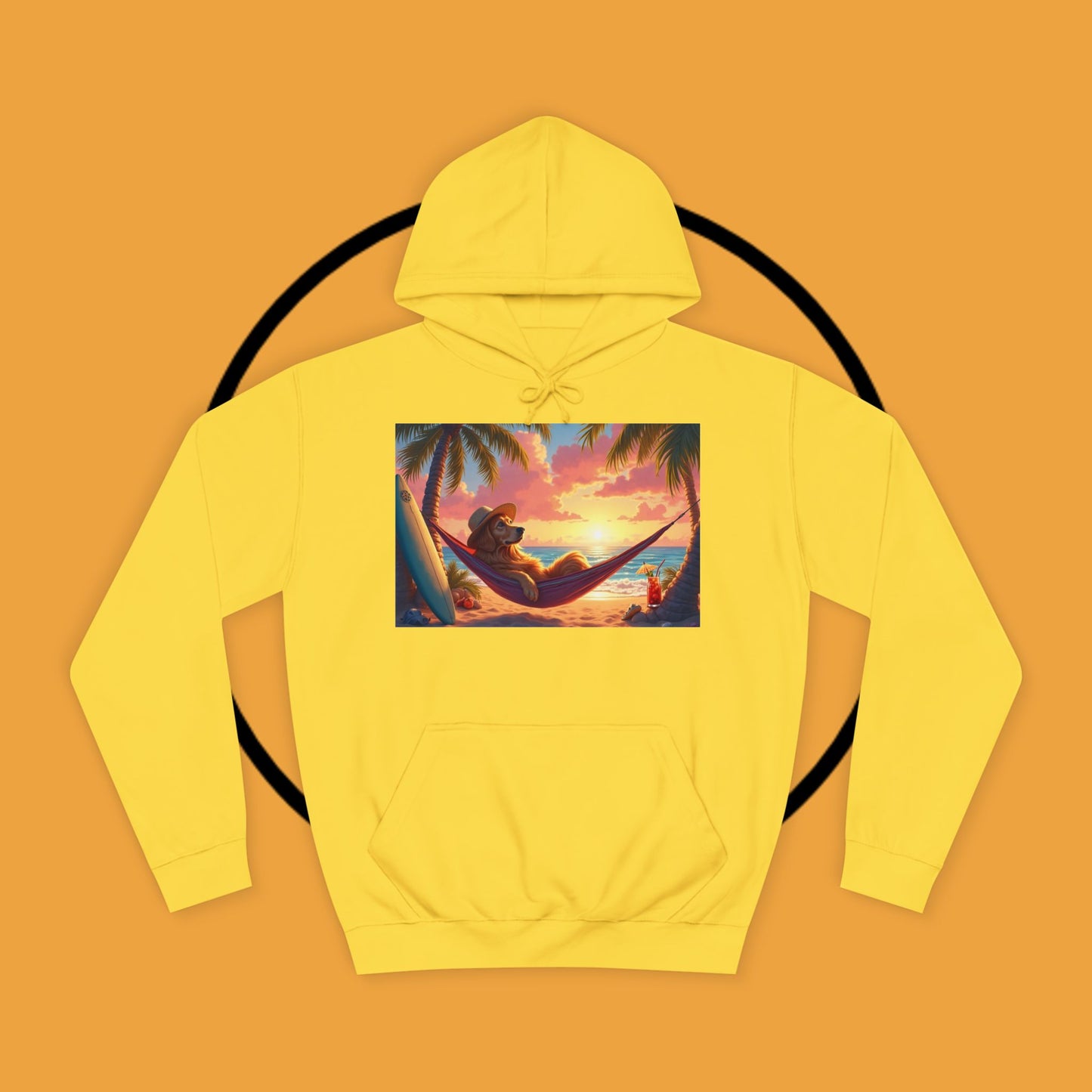 Beachside Bliss Golden Retriever Hammock Hoodie - Unisex Hoodies