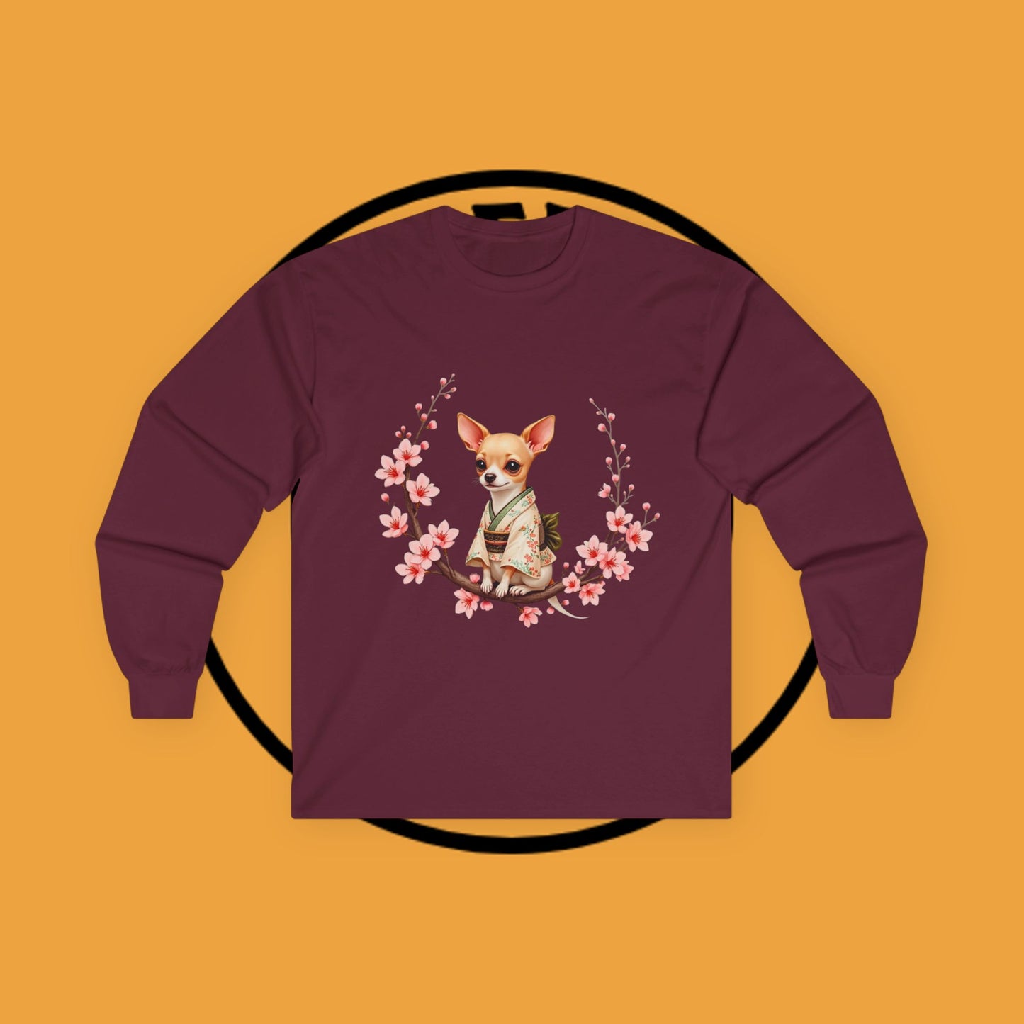 ๐ธ Sakura Chihuahua Kimono Long Sleeve Tee - Japanese Cherry Blossom Design