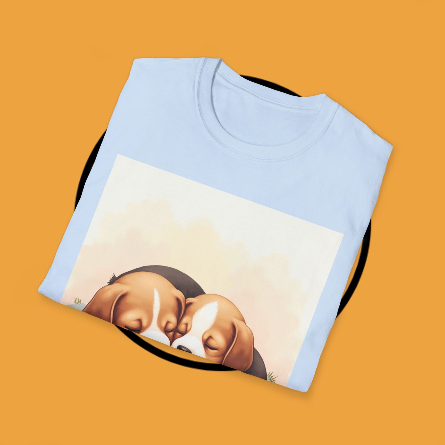 Beagle Twin Puppies Cuddling T-Shirt - Adorable Sleeping Puppies Design | Perfect Gift for Dog Lovers & Siblings