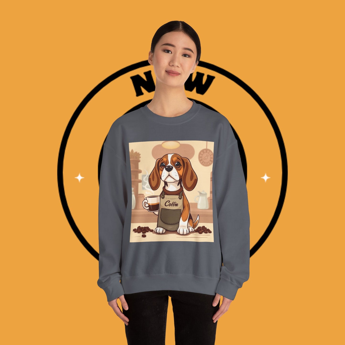 Dog Lover Crewneck Sweatshirt - Beagle Barista ☕ BARISTA BEAGLE SWEATSHIRT - BREW-TIFUL MORNINGS START HERE! ☕