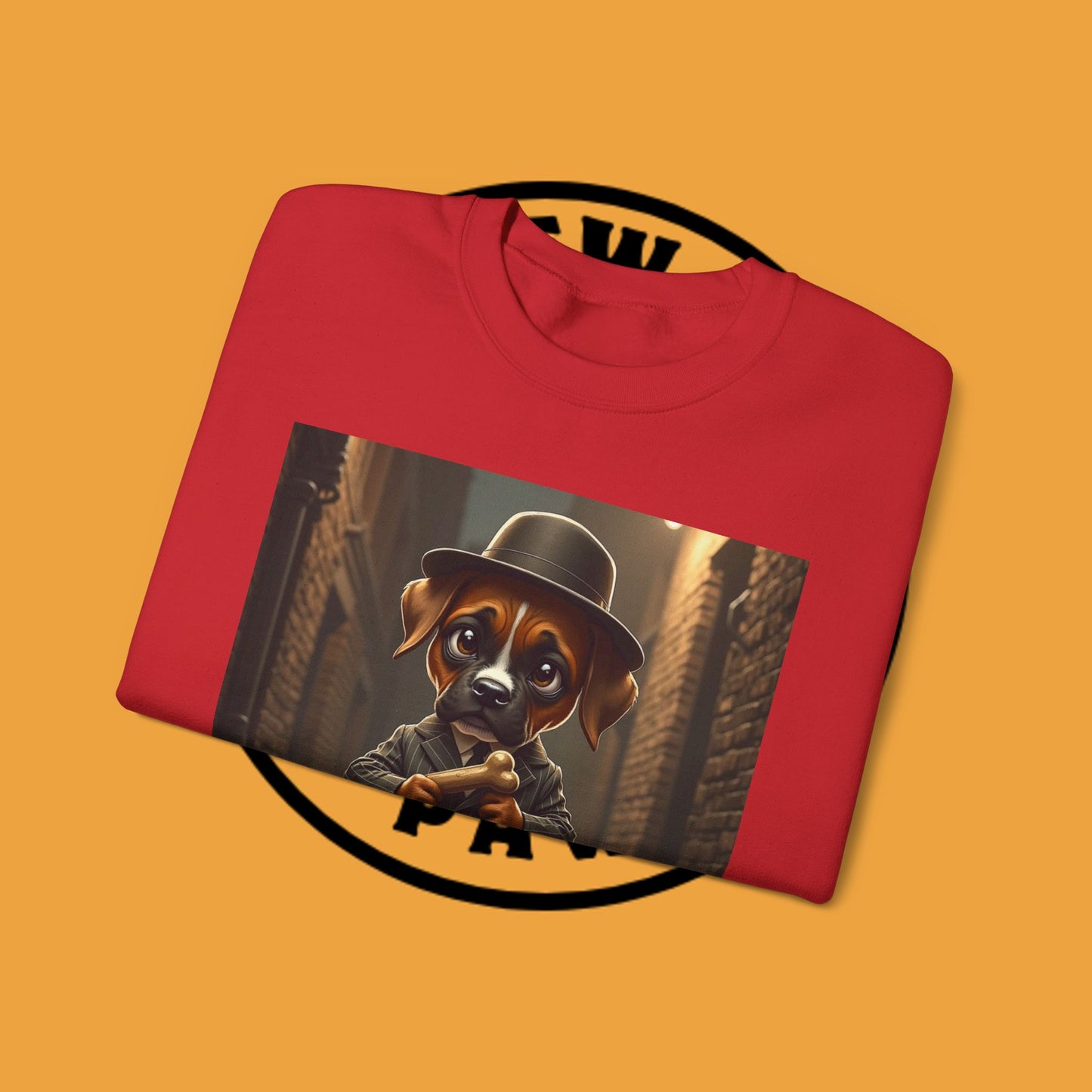 Gangster Puppy Fedora Crewneck Sweatshirt - Vintage Dog Boss Design - Retro Pet Lover Style