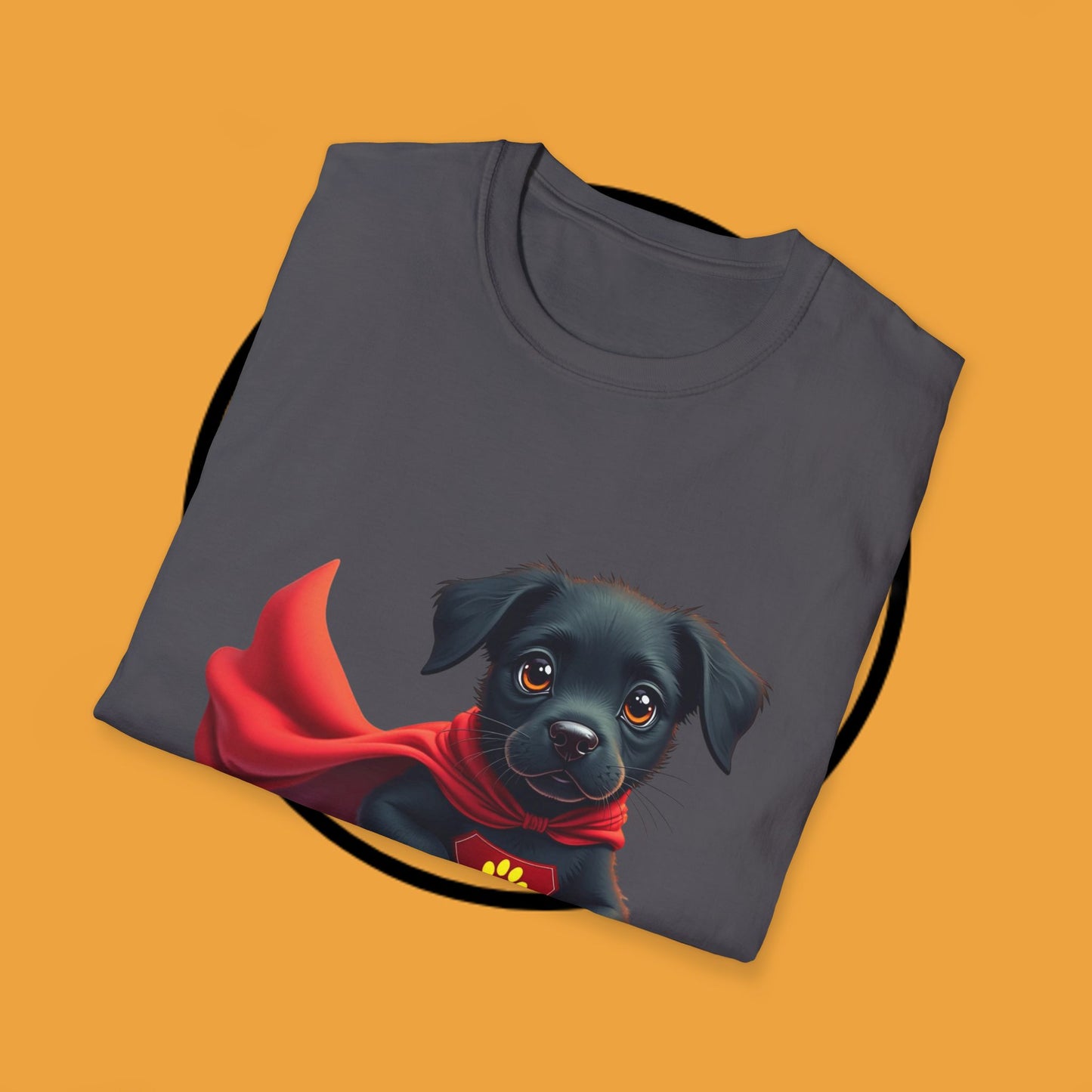 Superhero Retriever Puppy - Dog - Unisex T-Shirt Design Tiny Hero 🦸♂️ | Adorable Black Puppy Superhero T-Shirt for Canine Crusaders