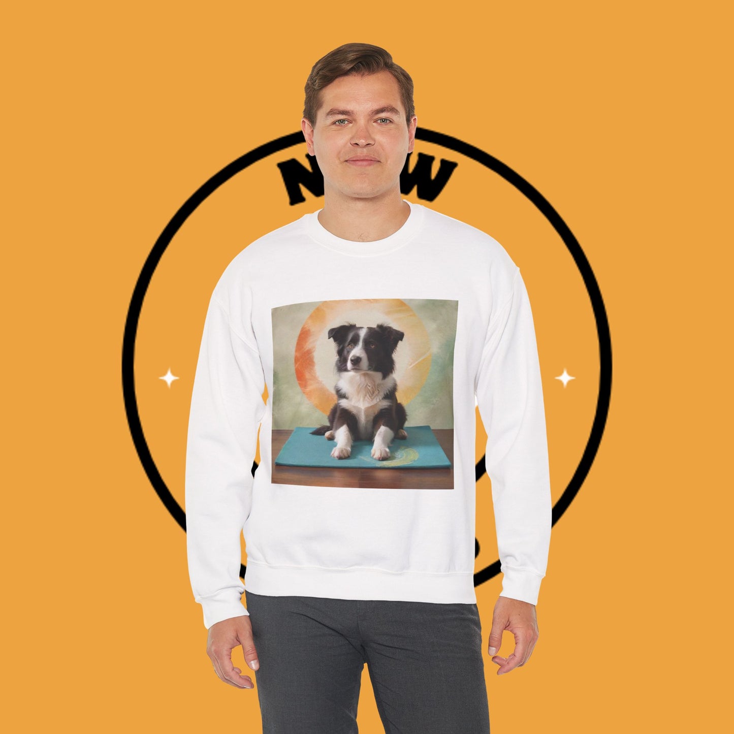 Zen Border Collie Yoga Dog Crewneck Sweatshirt - Meditation Pet Lover Gift | Spiritual Animal Art