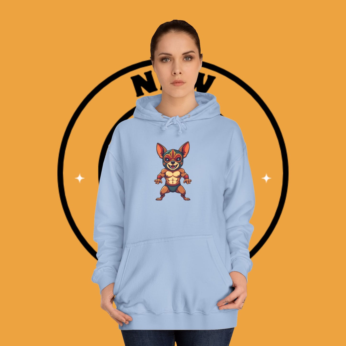 "Luchador Chihuahua Wrestling Hoodie | Mexican Lucha Libre Dog Mask | Wrestler Pet Art | Funny Fighting Dog Gift"