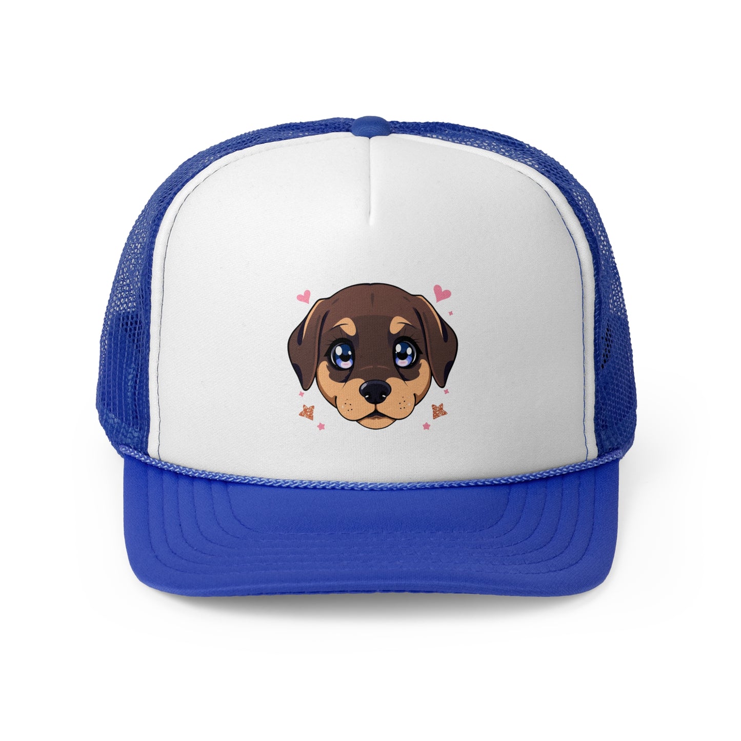 Kawaii Puppy Trucker Cap - Cute Anime Design with Hearts - Adorable Unisex Cap