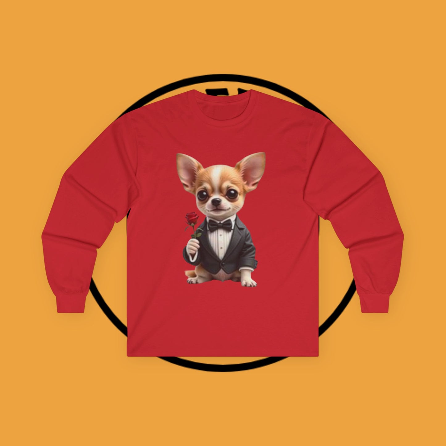 ๐น Gentleman Chihuahua Long Sleeve Tee - Dapper Dog in Tuxedo Design