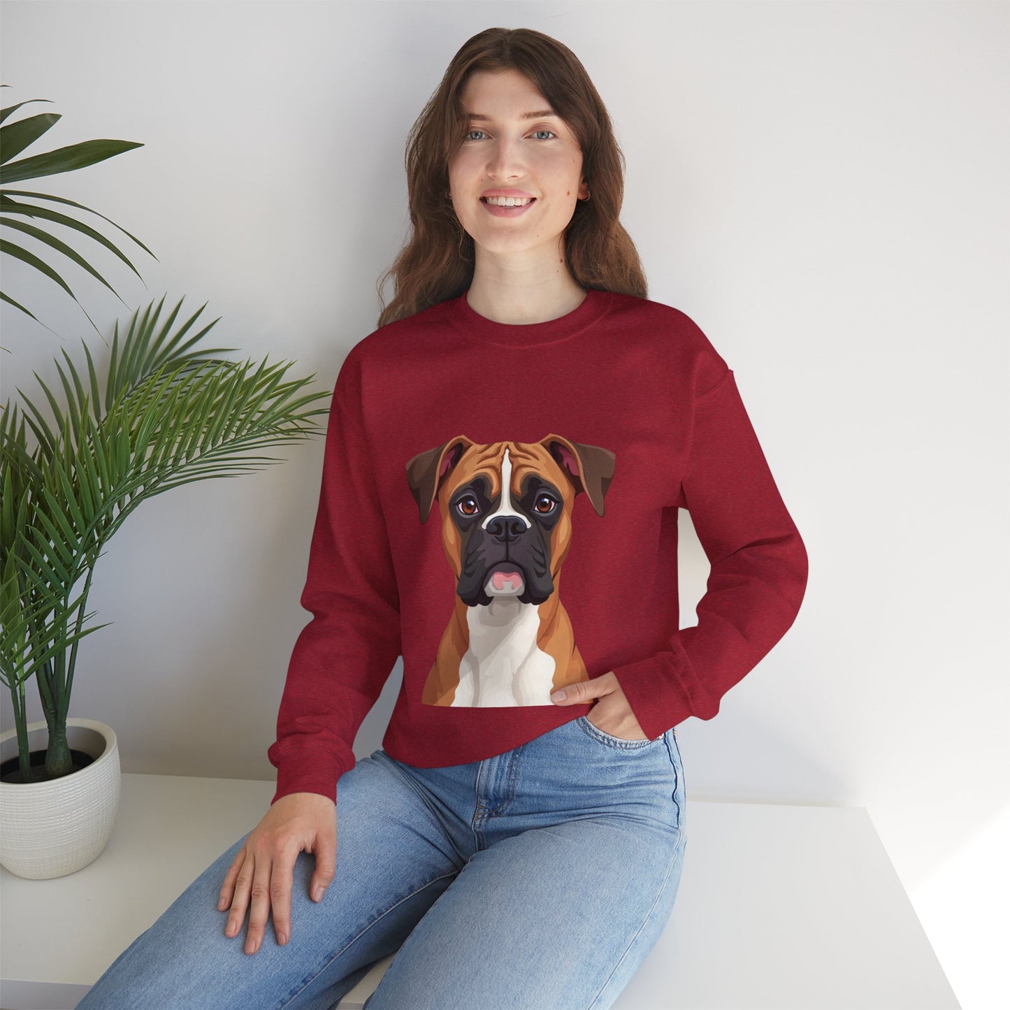 Classic Boxer Dog Portrait Crewneck Sweatshirt | Elegant Dog Lover Gift | Minimalist Boxer Art