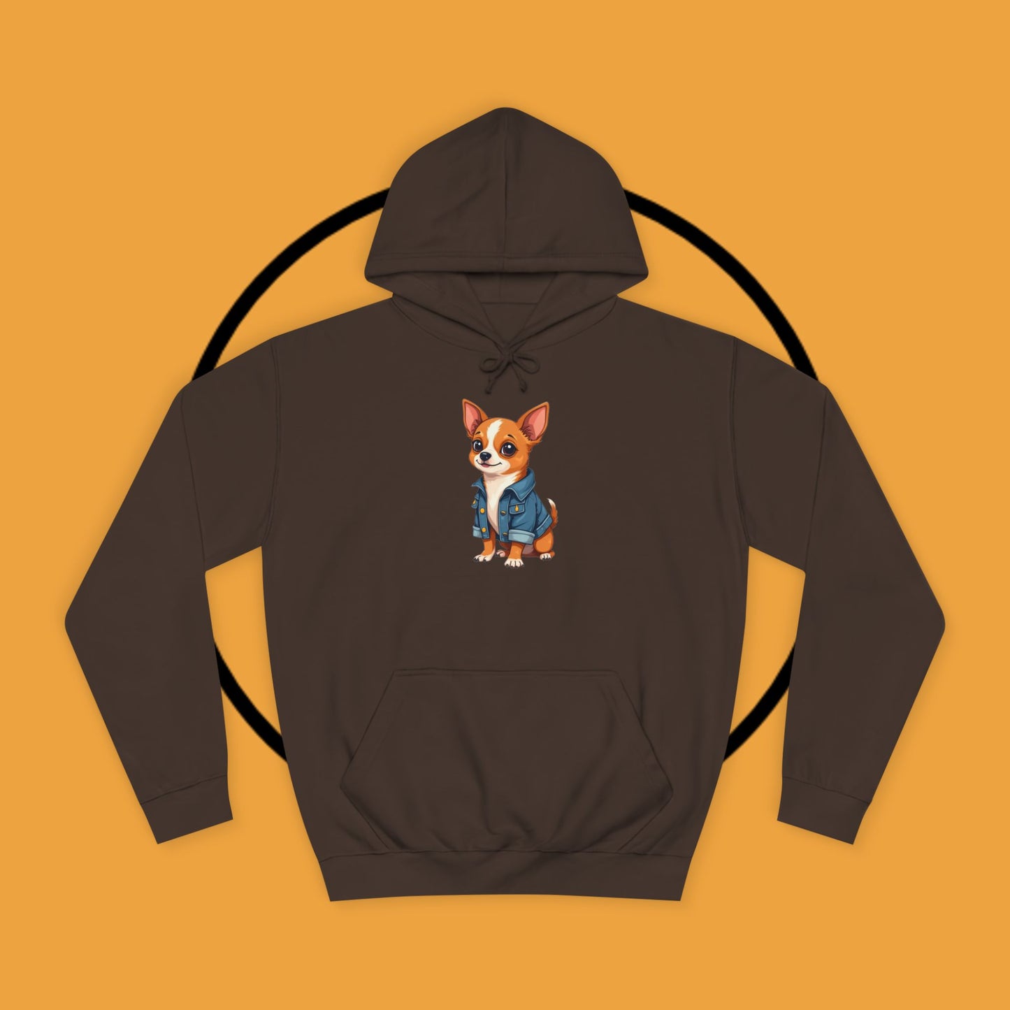 "Adorable Chihuahua in Denim Jacket Hoodie | Cute Dog Lover Gift | Premium Pet Fashion Streetwear"