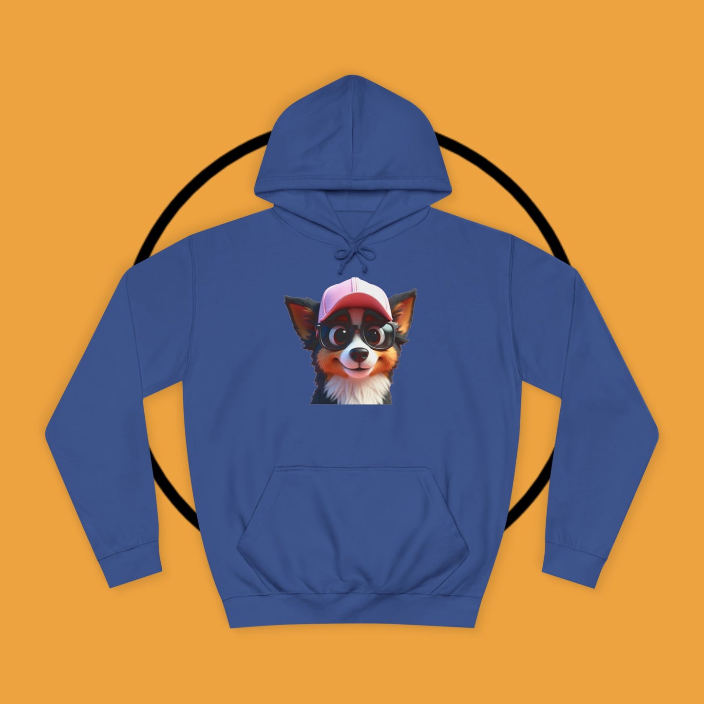 "Hipster Border Collie Puppy with Glasses & Cap Hoodie - Cute Trendy Dog Sweatshirt | Fun Design"